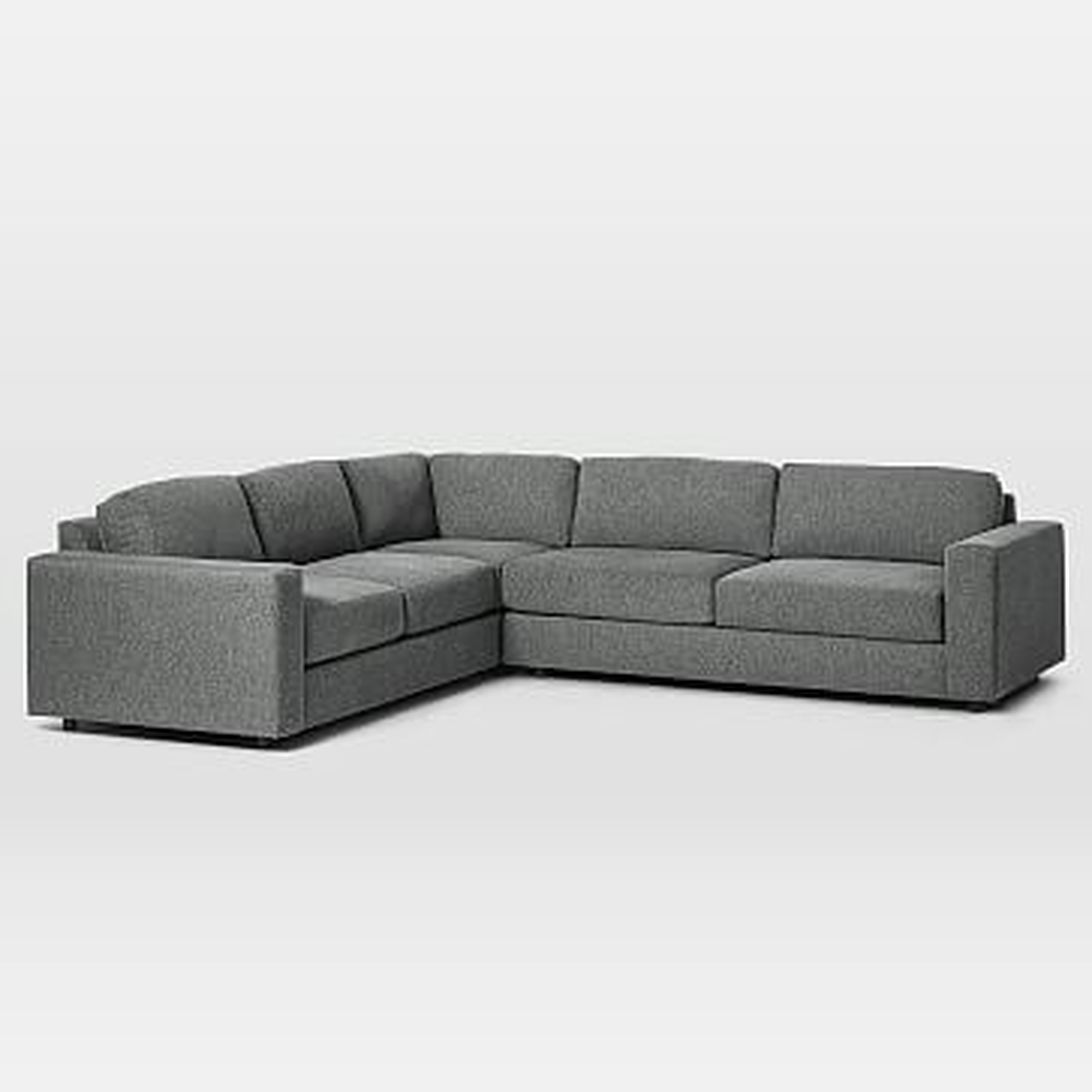 Urban Sectional Set 08: Left Arm 2 Seater Sofa, Corner, Right Arm 3 Seater Sofa, Down Fill, Chenille Tweed, Pewter, - West Elm