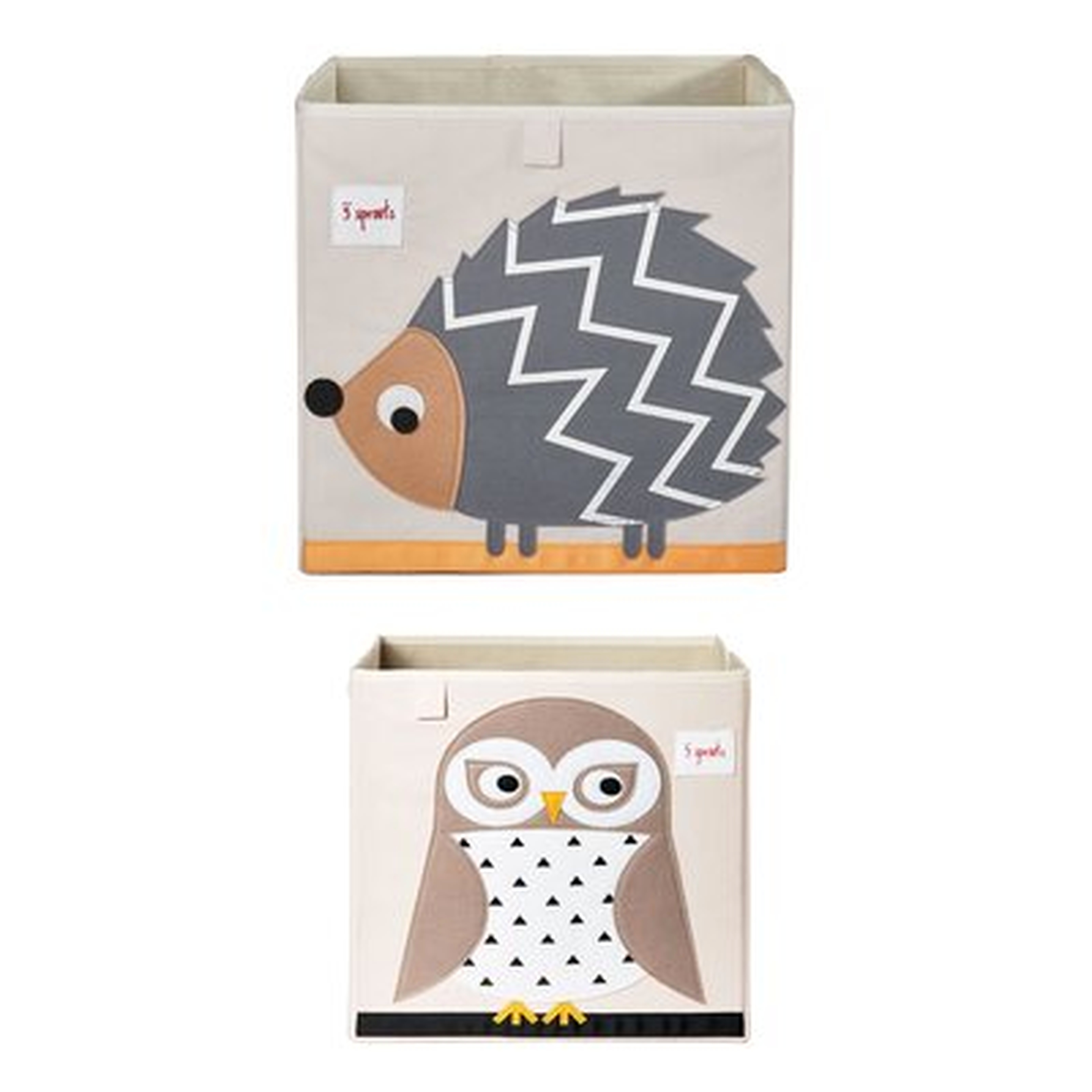 3 Sprouts Children's Foldable Fabric Storage Box Soft Toy Bins, Hedgehog And Owl - Wayfair