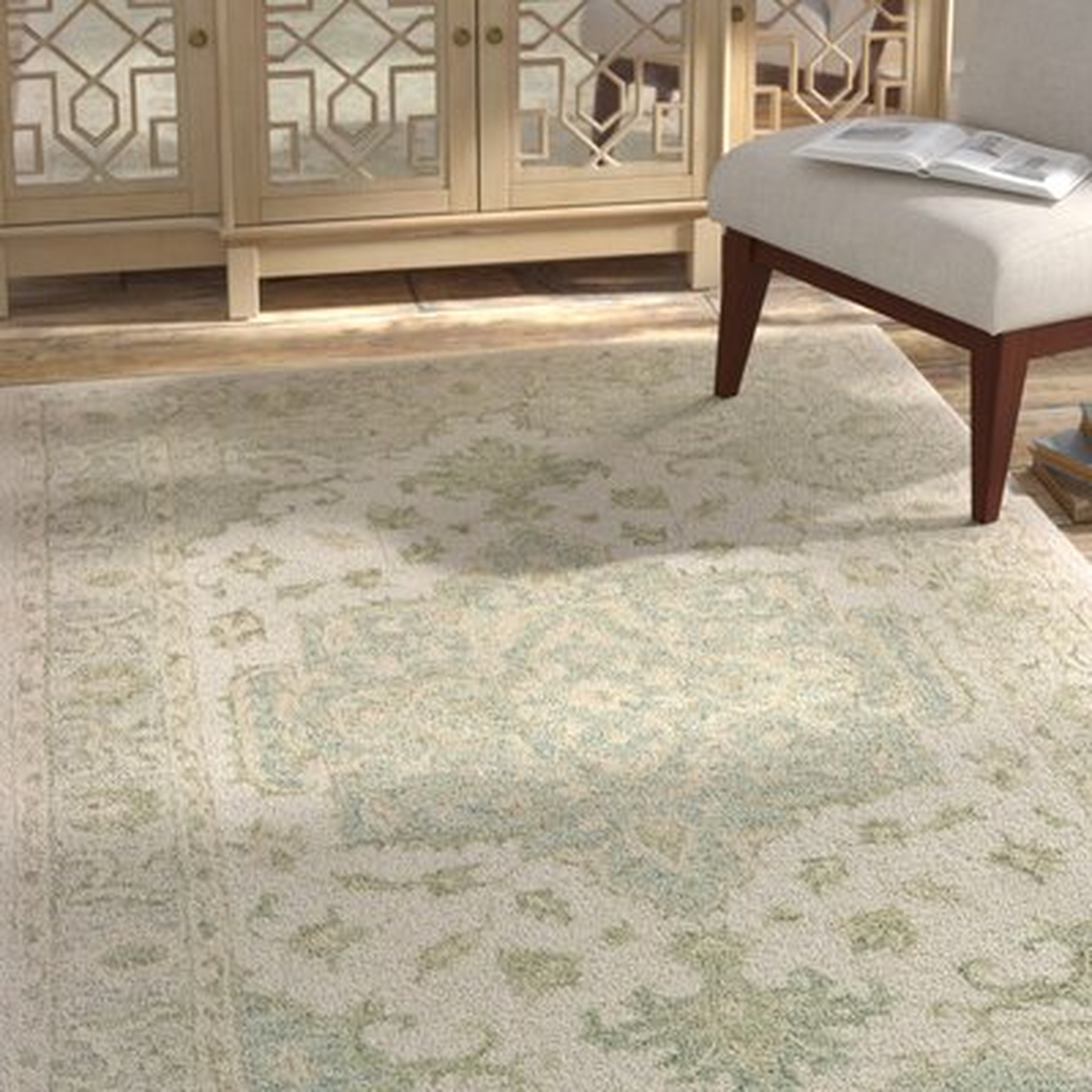 Alosio Oriental Handmade Tufted Wool/Cotton Sea Green Area Rug - Wayfair