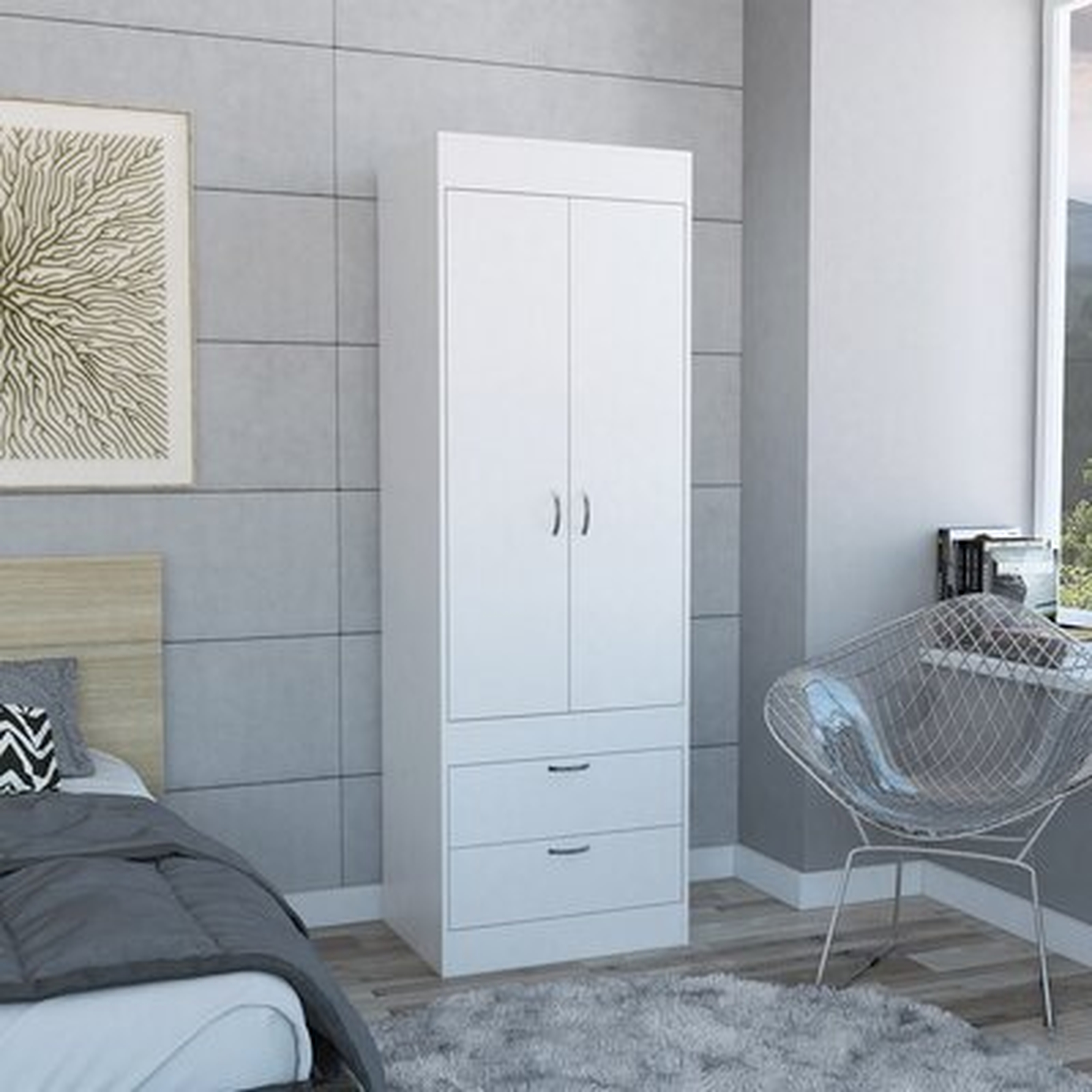 Lisboa Armoire with Double Doors, 2 Drawers, and Hanging Rod - Wayfair