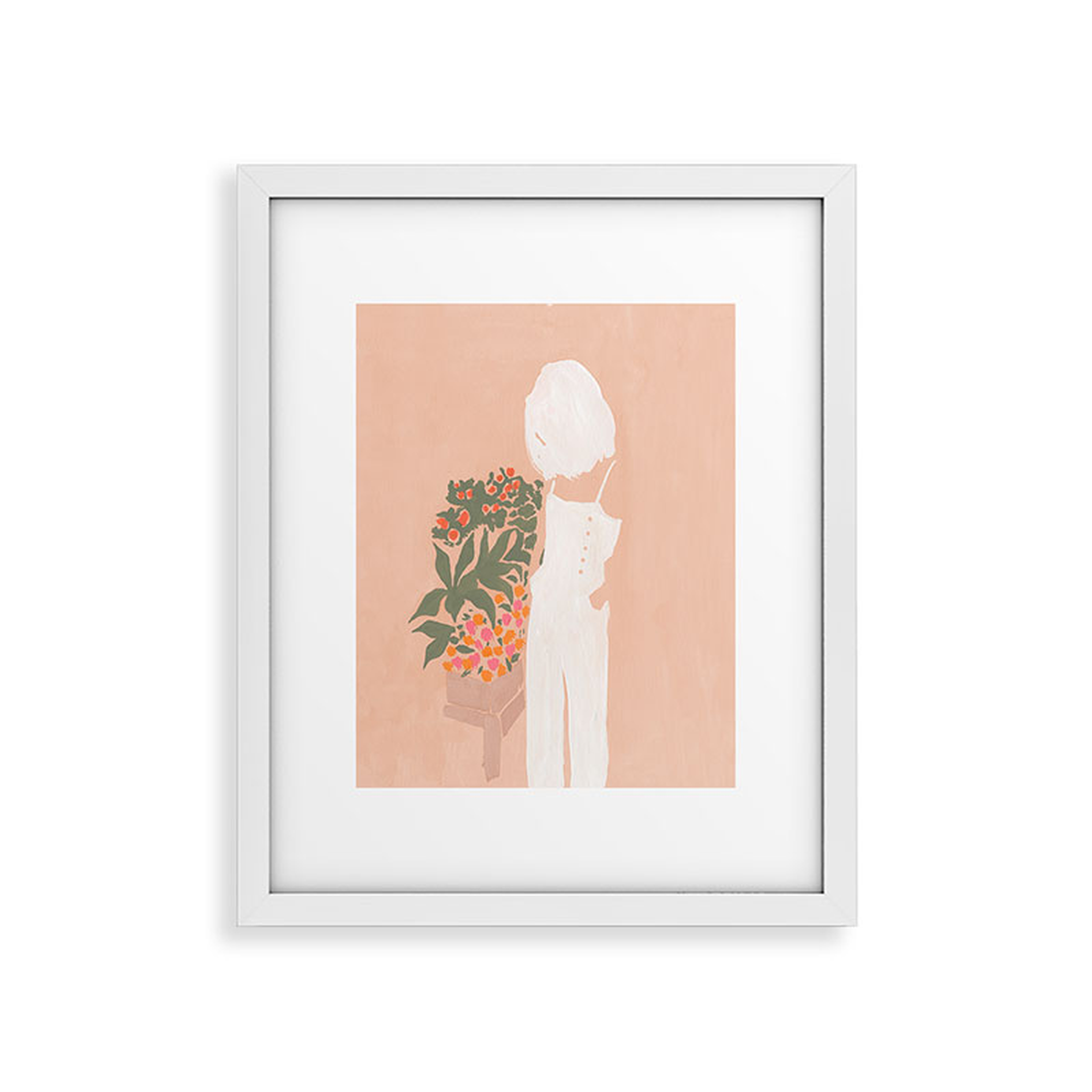 Flower Shoppe Girl by Megan Galante - Framed Art Print Modern White 8" x 10" - Deny Designs