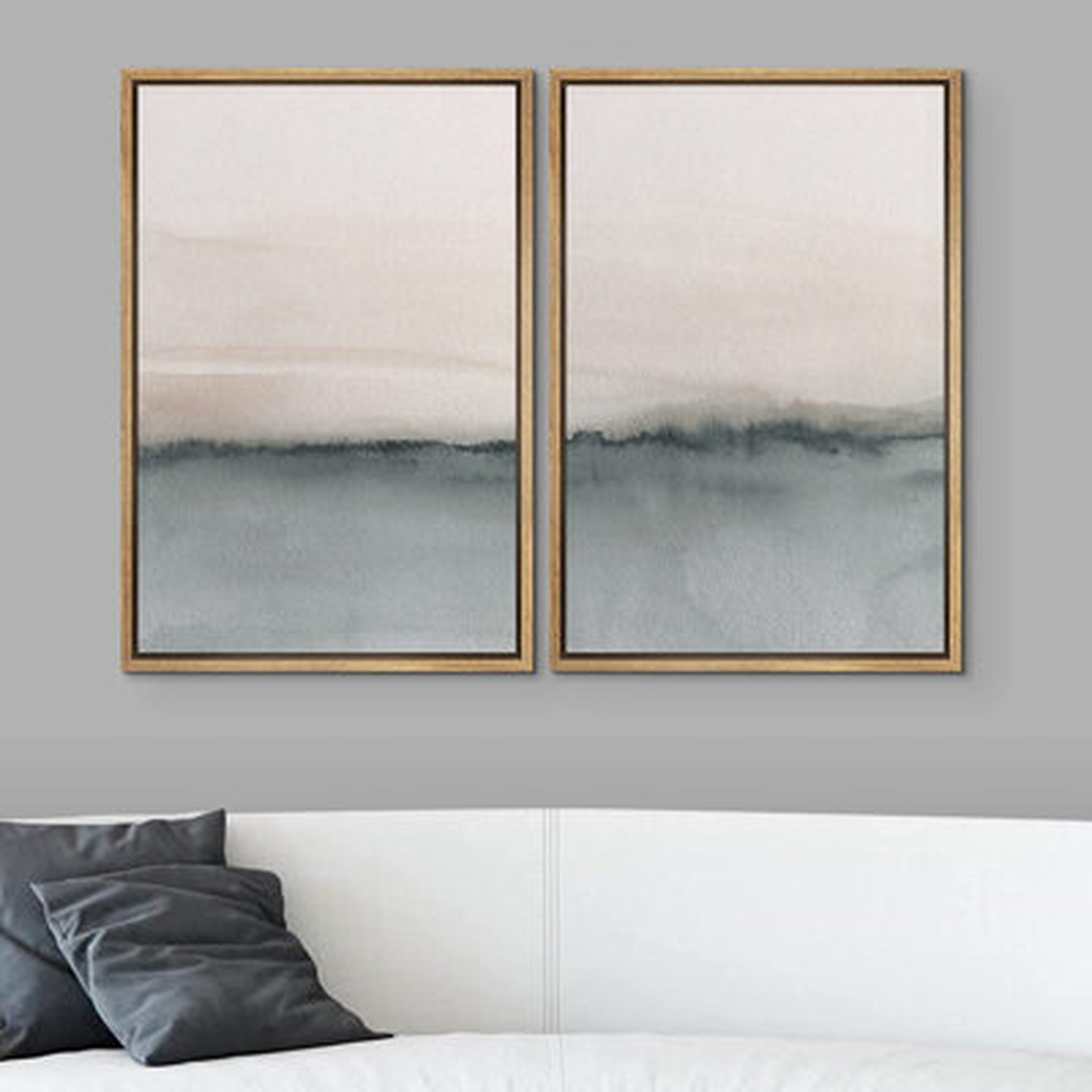 SIGNLEADER Framed Canvas Print Wall Art Set Duotone Gray Pastel Landscape Abstract Shapes Illustration Modern Art Decorative Nordic Chic Relax/Zen For Living Room, Bedroom, Office - Wayfair
