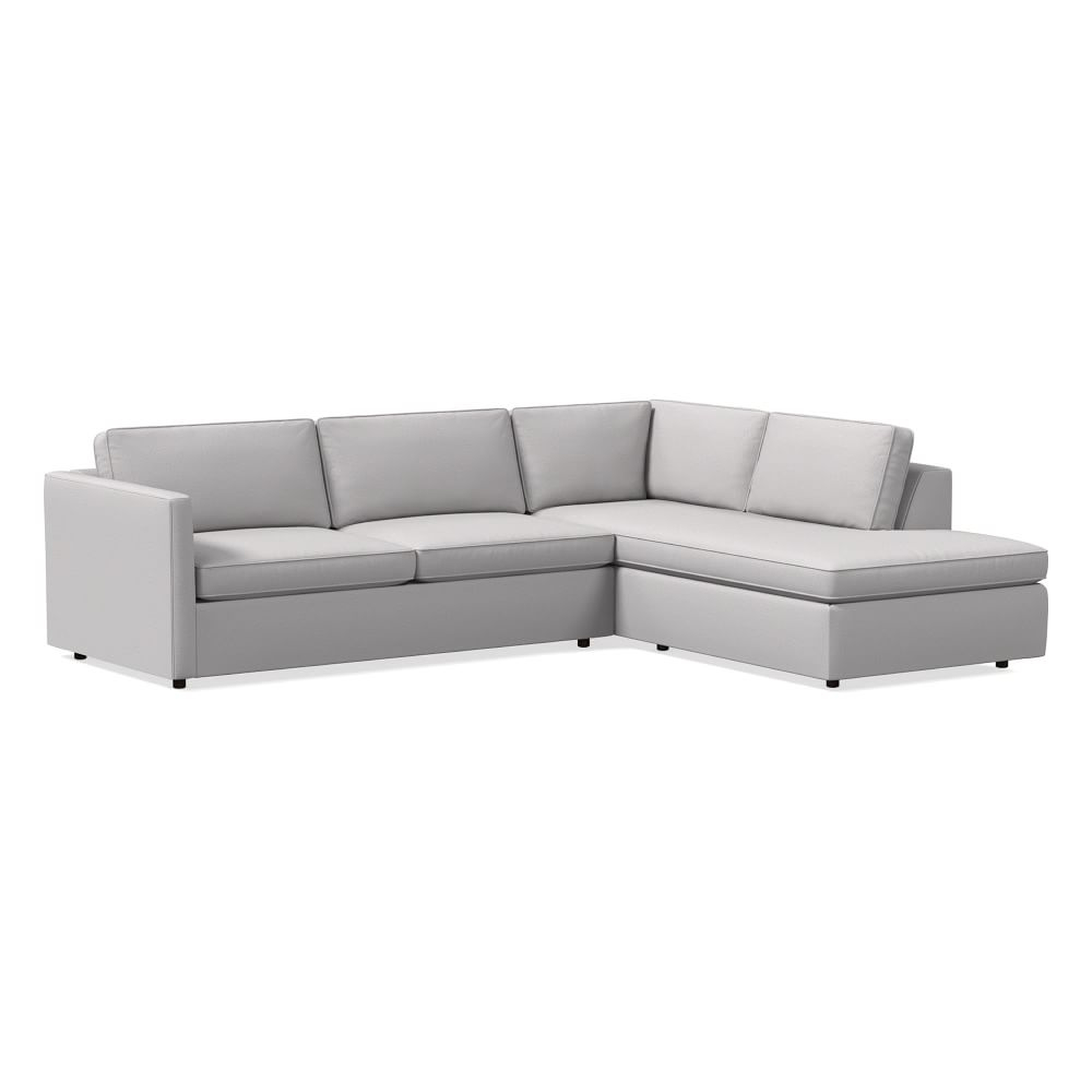 Harris 112" Right Multi-Seat Sleeper Sectional w/ Bumper Chaise, Chenille Tweed, Frost Gray - West Elm