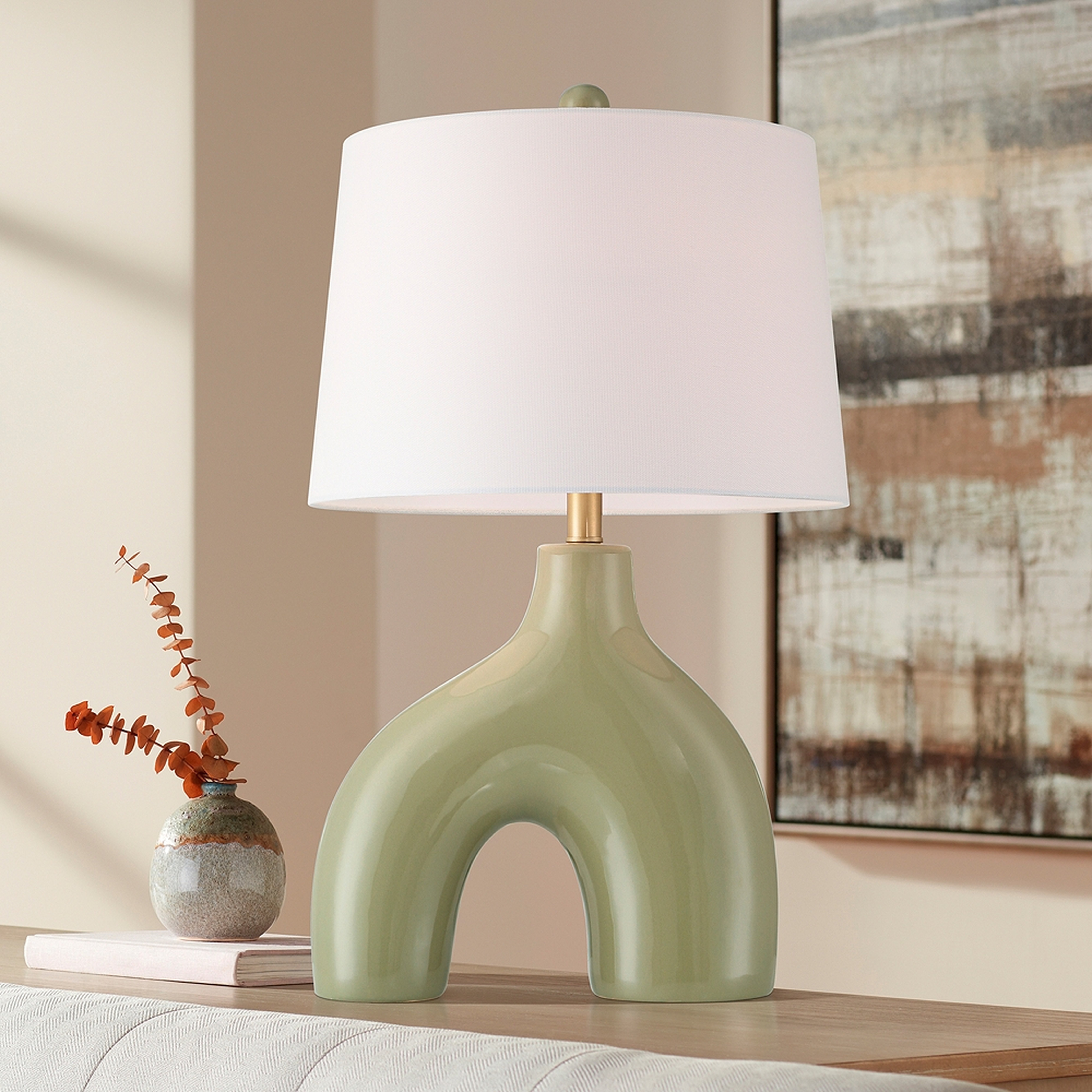 360 Lighting Lyrah 25" High Modern Green Ceramic Table Lamp - Lamps Plus