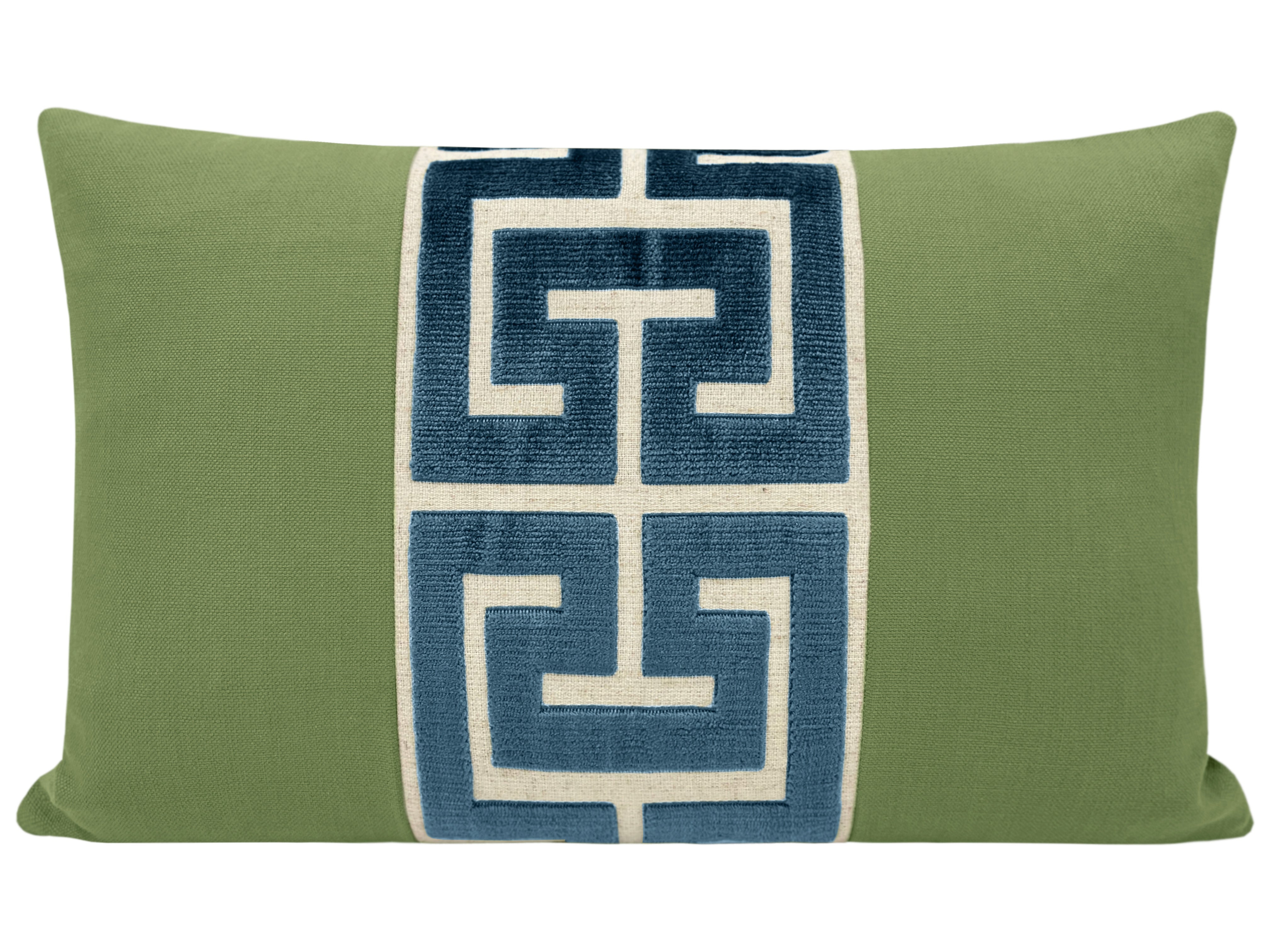 THE LITTLE LUMBAR :: CLASSIC LINEN // CLOVER + NAVY GREEK TRIM - LITTLE LUMBAR 12" X 18" - Little Design Company