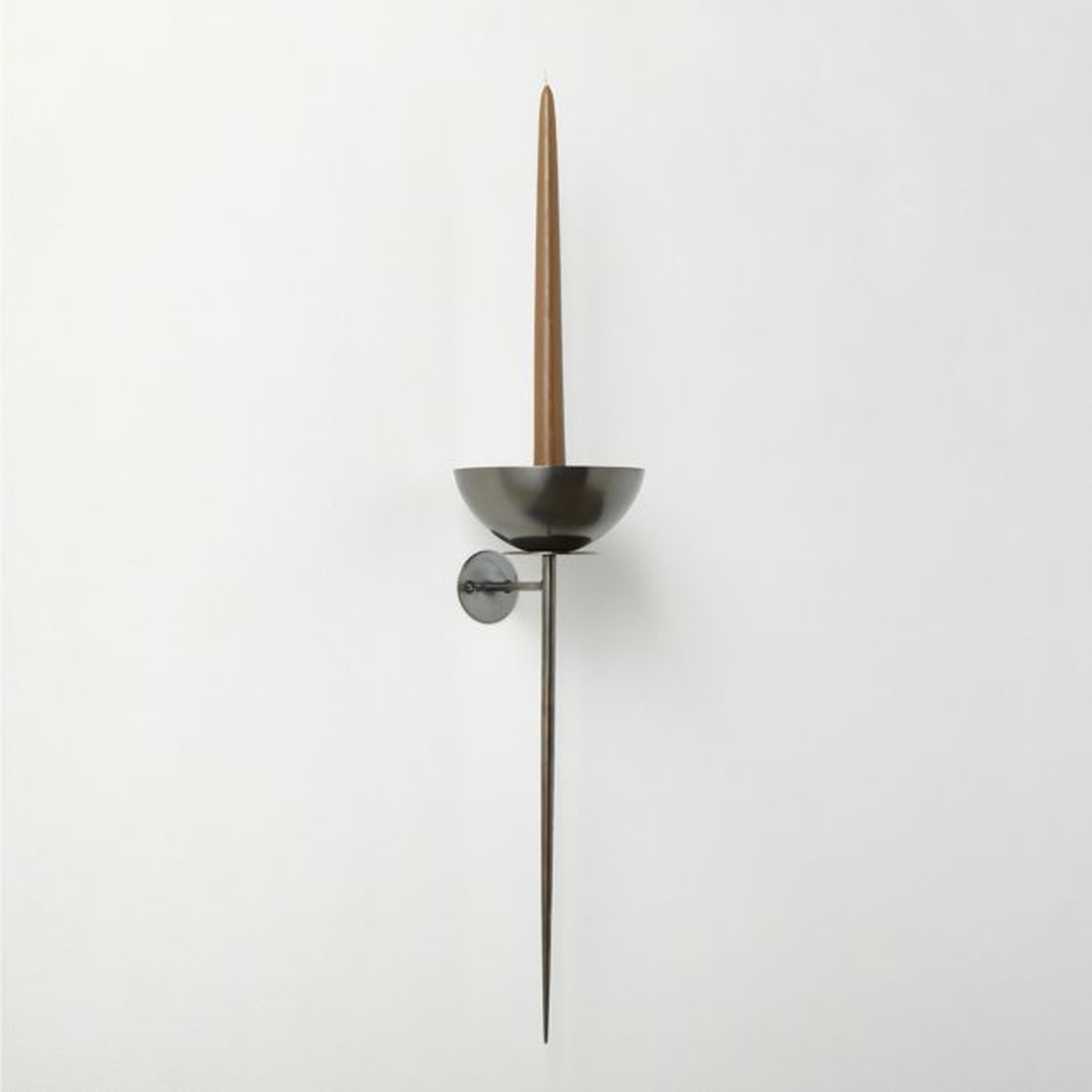Vela Blackened Brass Wall Sconce Taper Candle Holder - CB2
