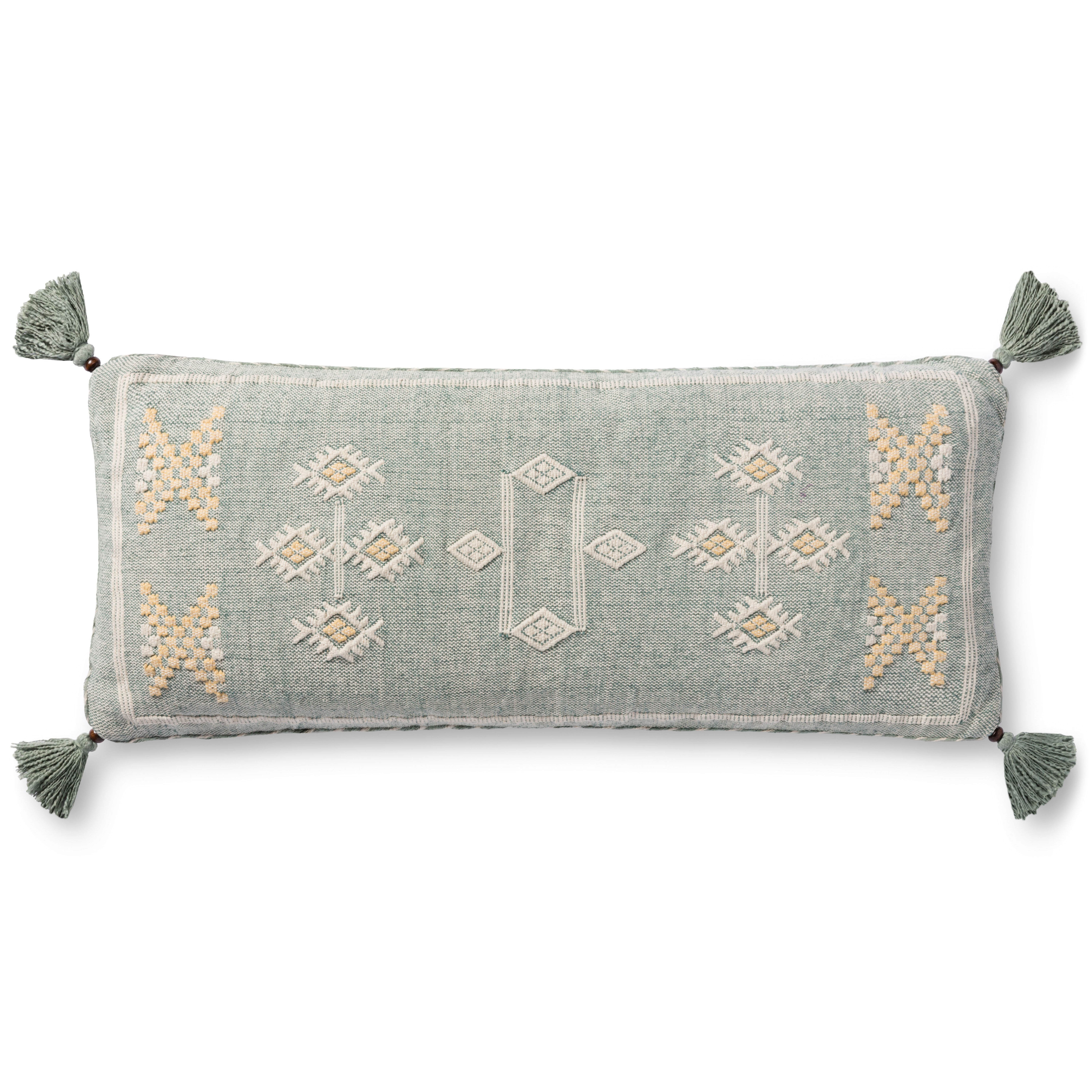 Handcrafted Lumbar Pillow, Green, 13" x 35" - ED Ellen DeGeneres Crafted by Loloi Rugs