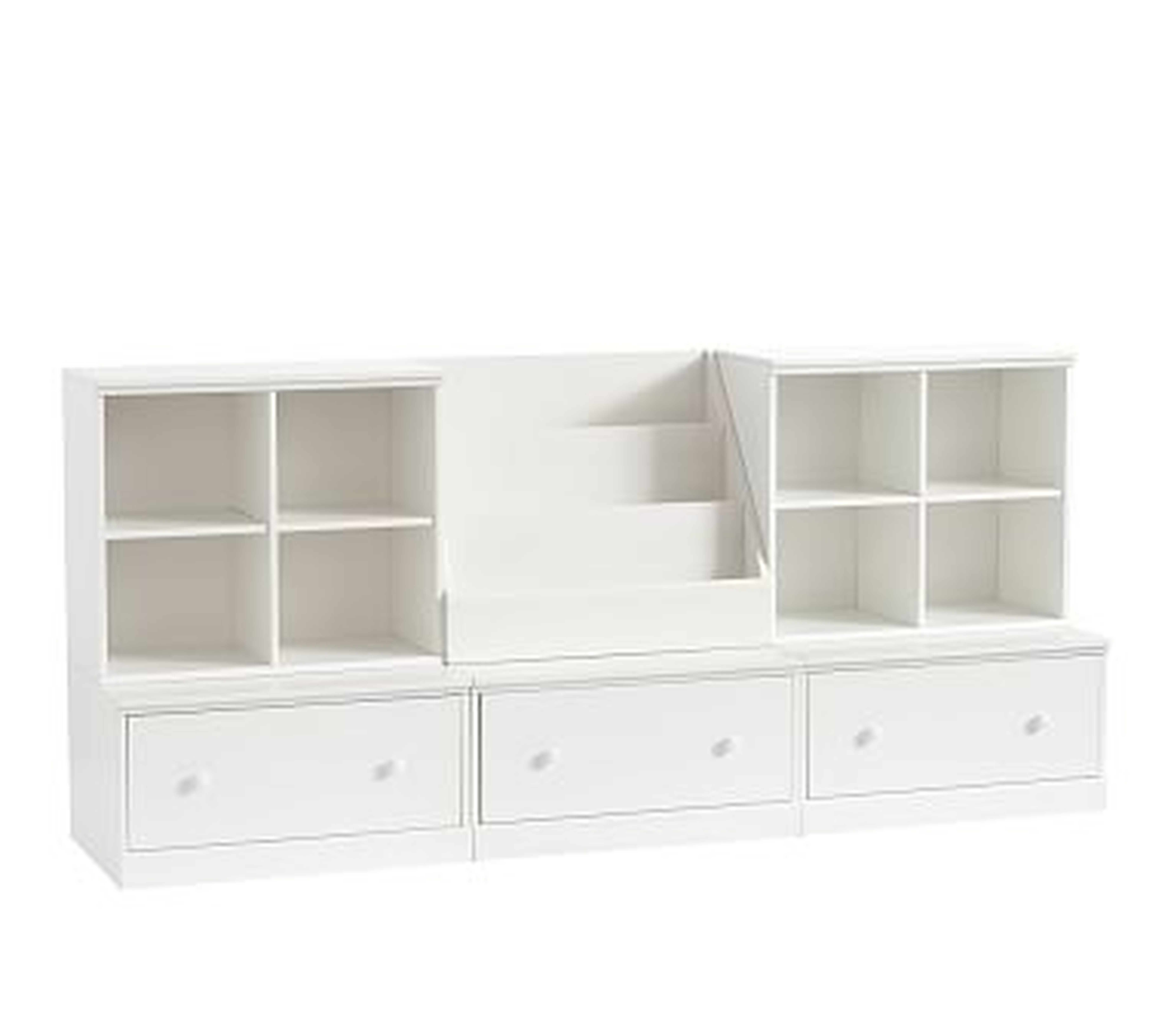 Cameron 1 Bookrack, 2 Cubby, &amp; 3 Drawer Base Set, Simply White, UPS - Pottery Barn Kids