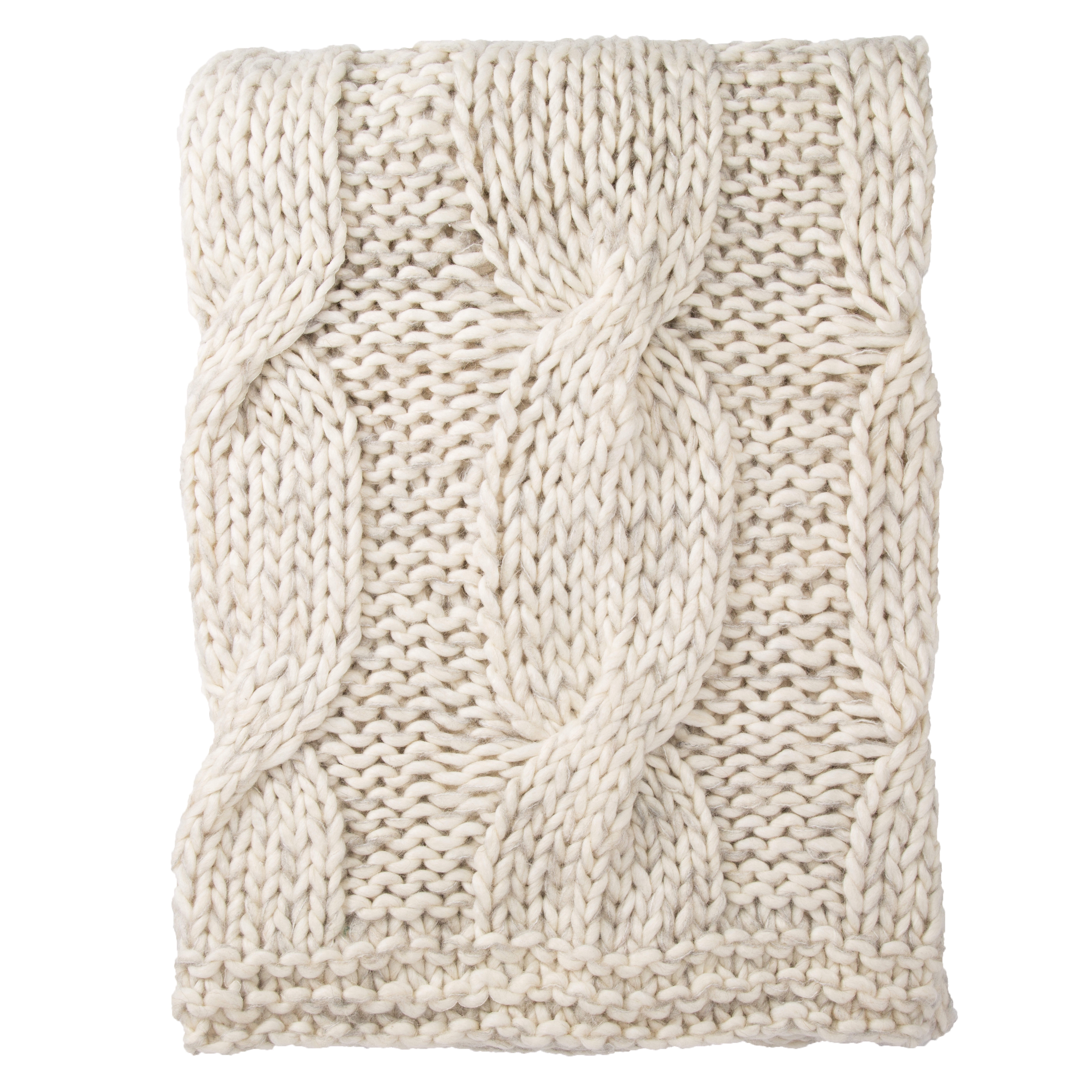 Koen Light Gray/ Cream Knit Throw - Collective Weavers