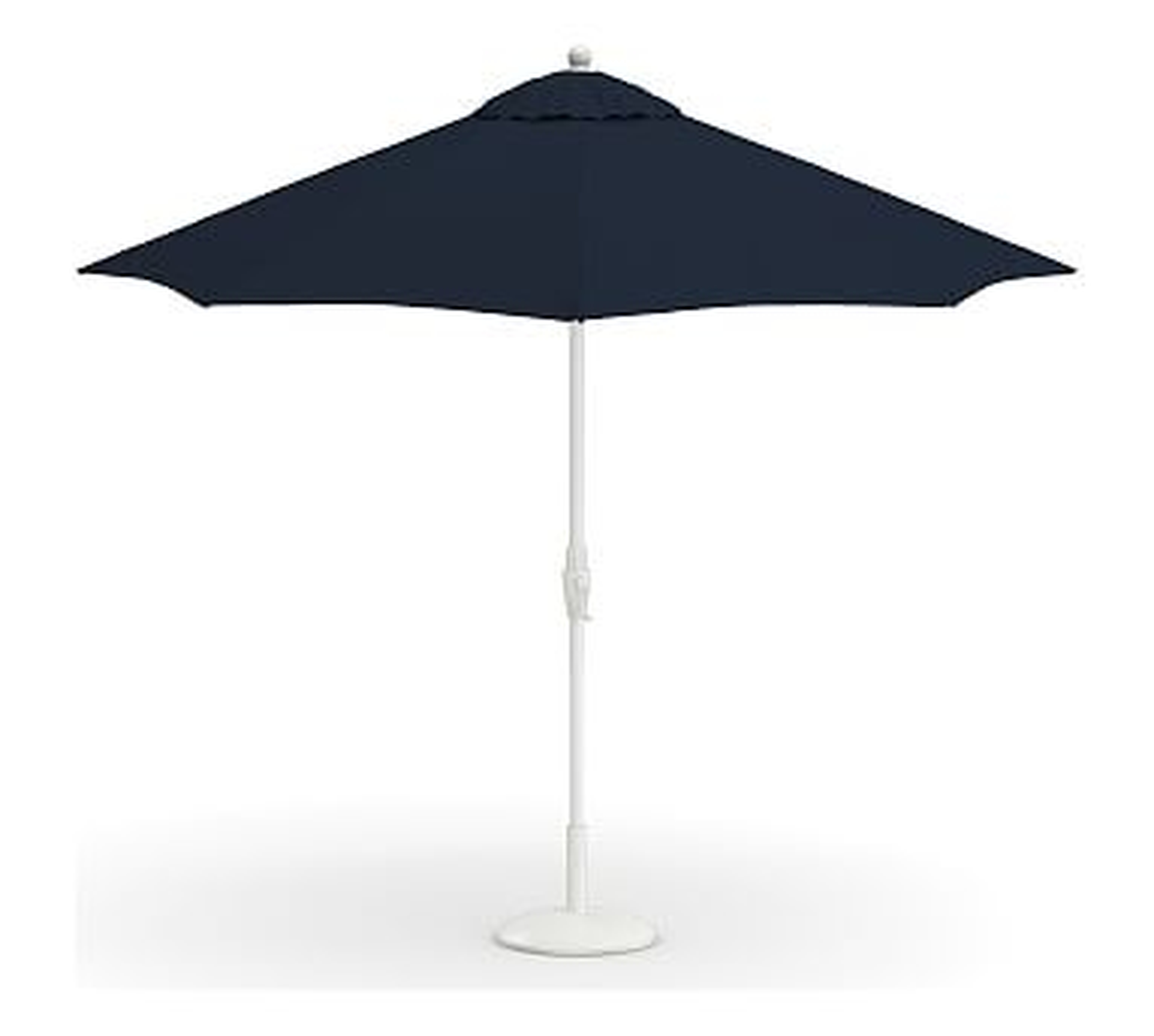 9' Round Market Umbrella with Aluminum White Pole, Outdoor Canvas; Ink Blue - Pottery Barn