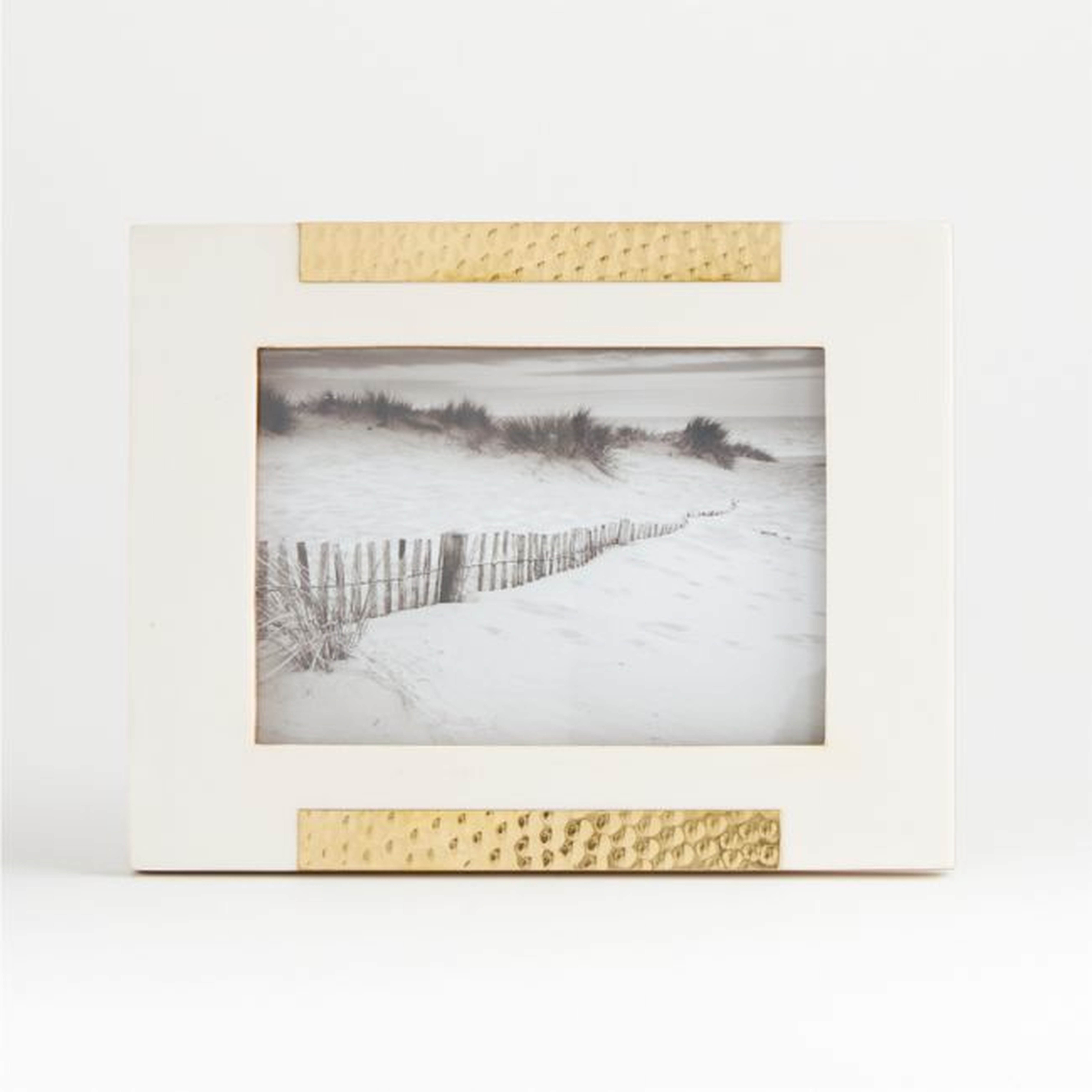 Mona Frame, White & Gold, 5" x 7" - Crate and Barrel