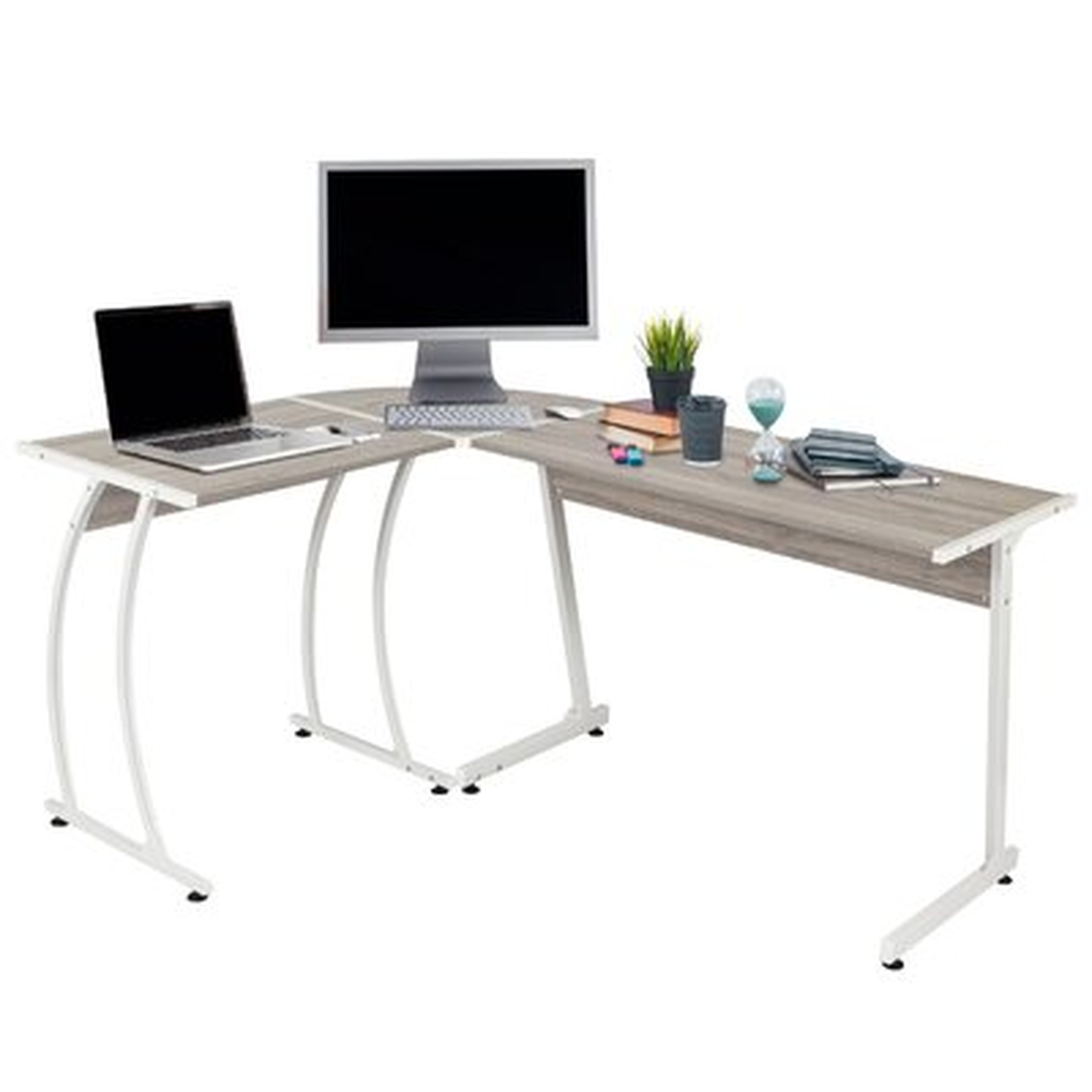 Ethan L-Shaped Corner Computer Desk Table, Large And Spacious For Dual Monitors, Perfect For Home Office, Writing Workstation, Gaming, 3-Piece Reversible Setup, Gray Walnut - Wayfair