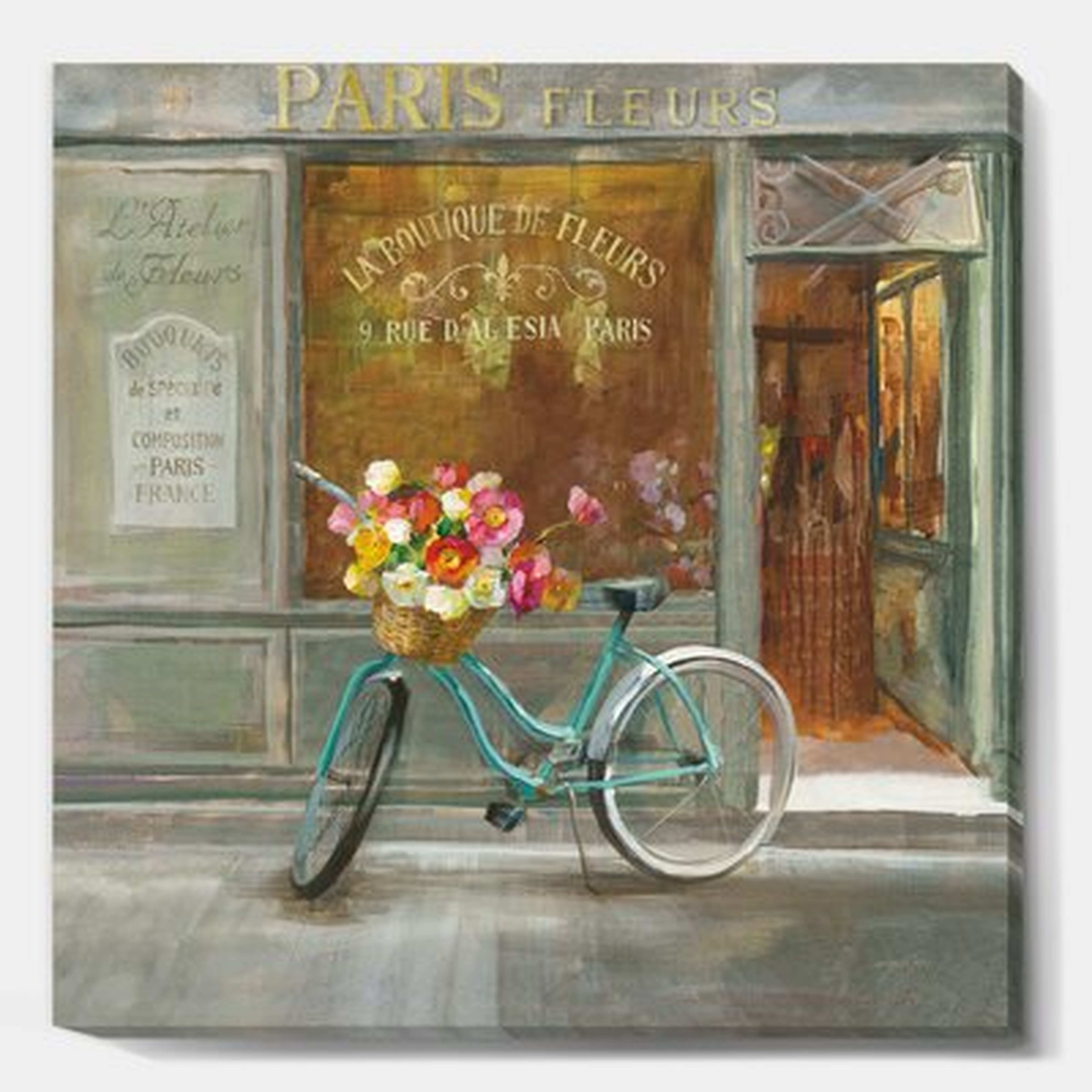 Paris French Flowershop - Wrapped Canvas Painting Print - Wayfair