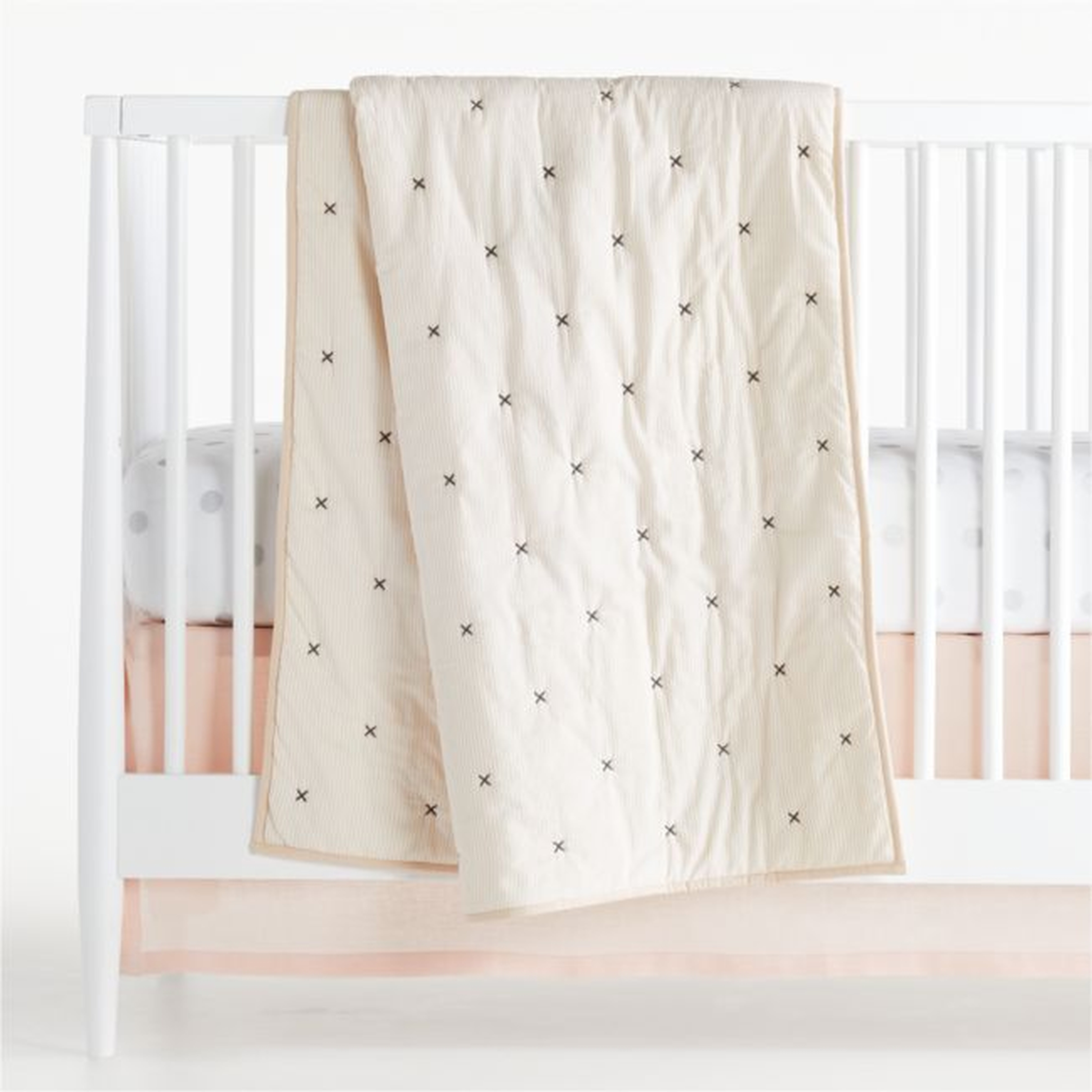 Beige Cotton Voile Crib Quilt - Crate and Barrel