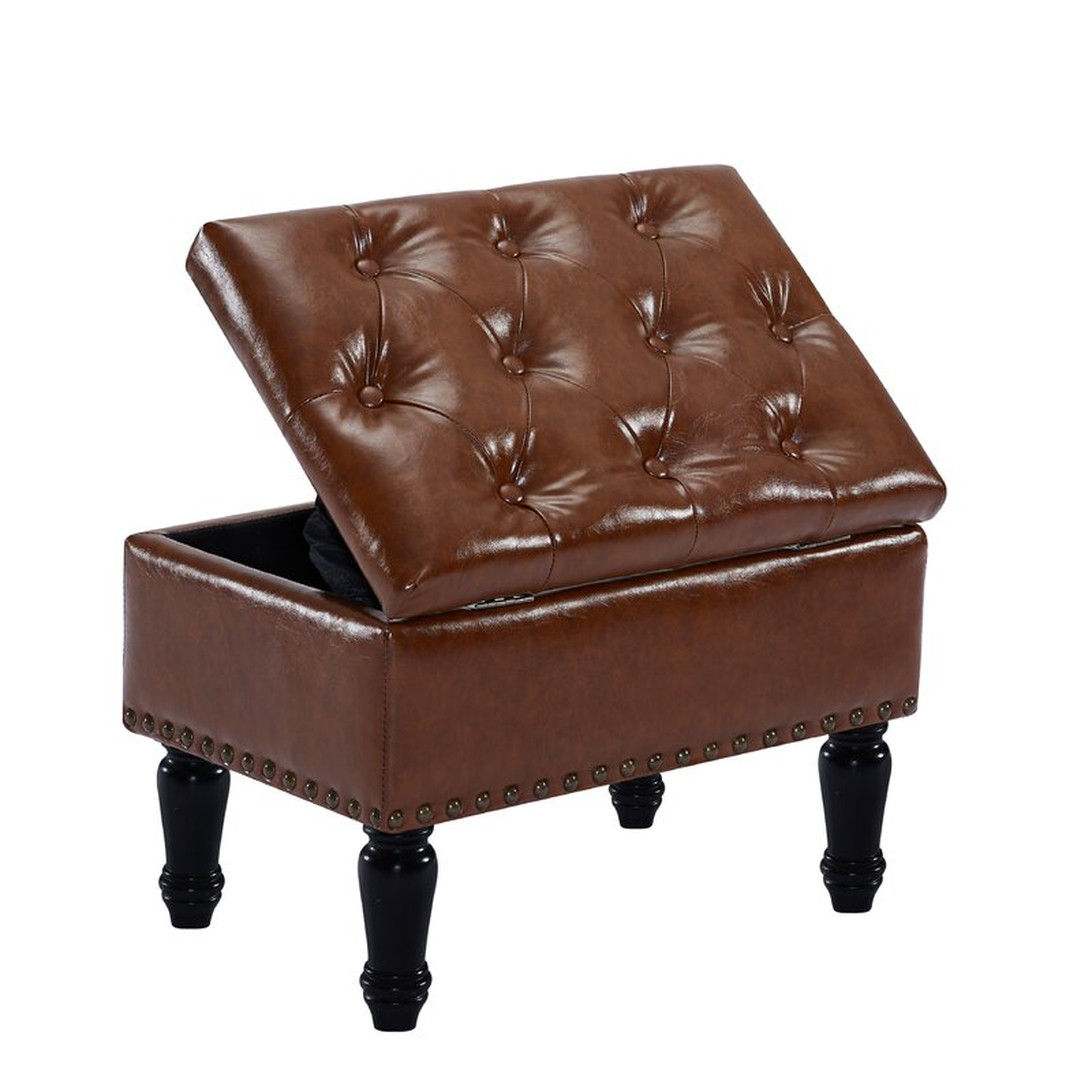 Eisenberg 24'' Wide Faux Leather Tufted Rectangle Storage Ottoman with Storage, Dark Brown (Dark Brown or tan?) - Wayfair