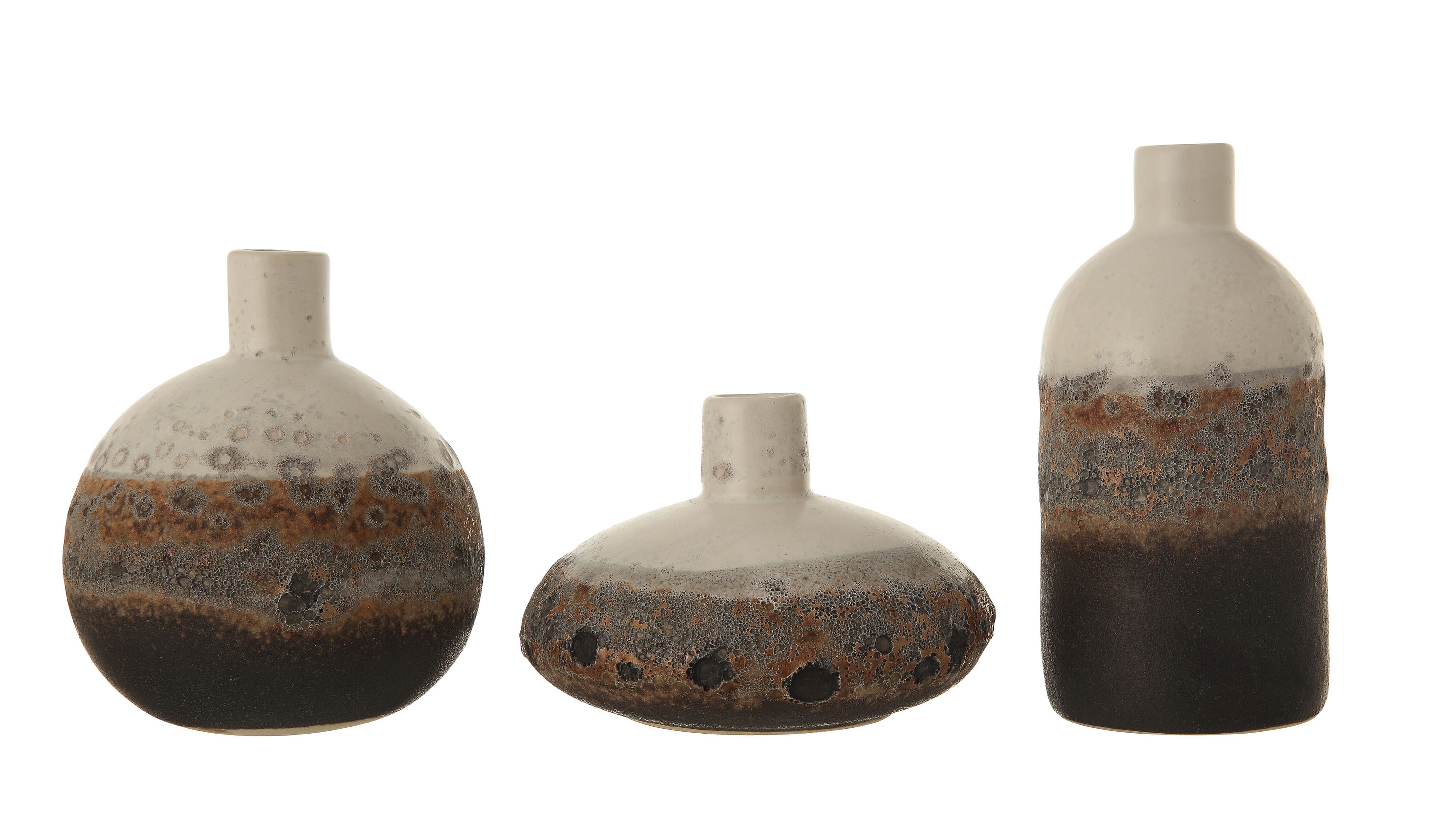 Textured Ombre Vase with Reactive Glaze, Set of 3 - Moss & Wilder