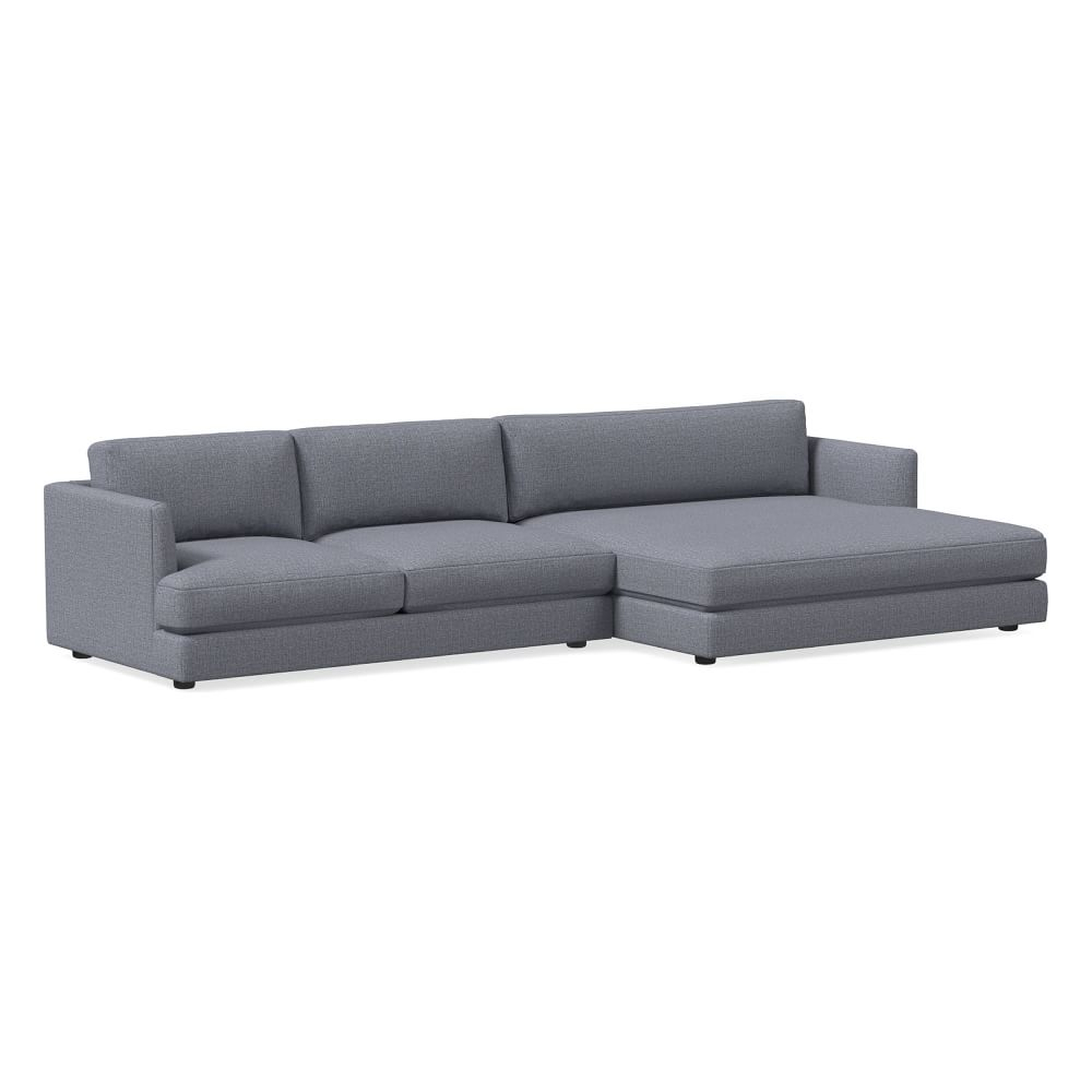 Haven 127" Right Multi Seat Double Wide Chaise Sectional, Standard Depth, Yarn Dyed Linen Weave, graphite - West Elm