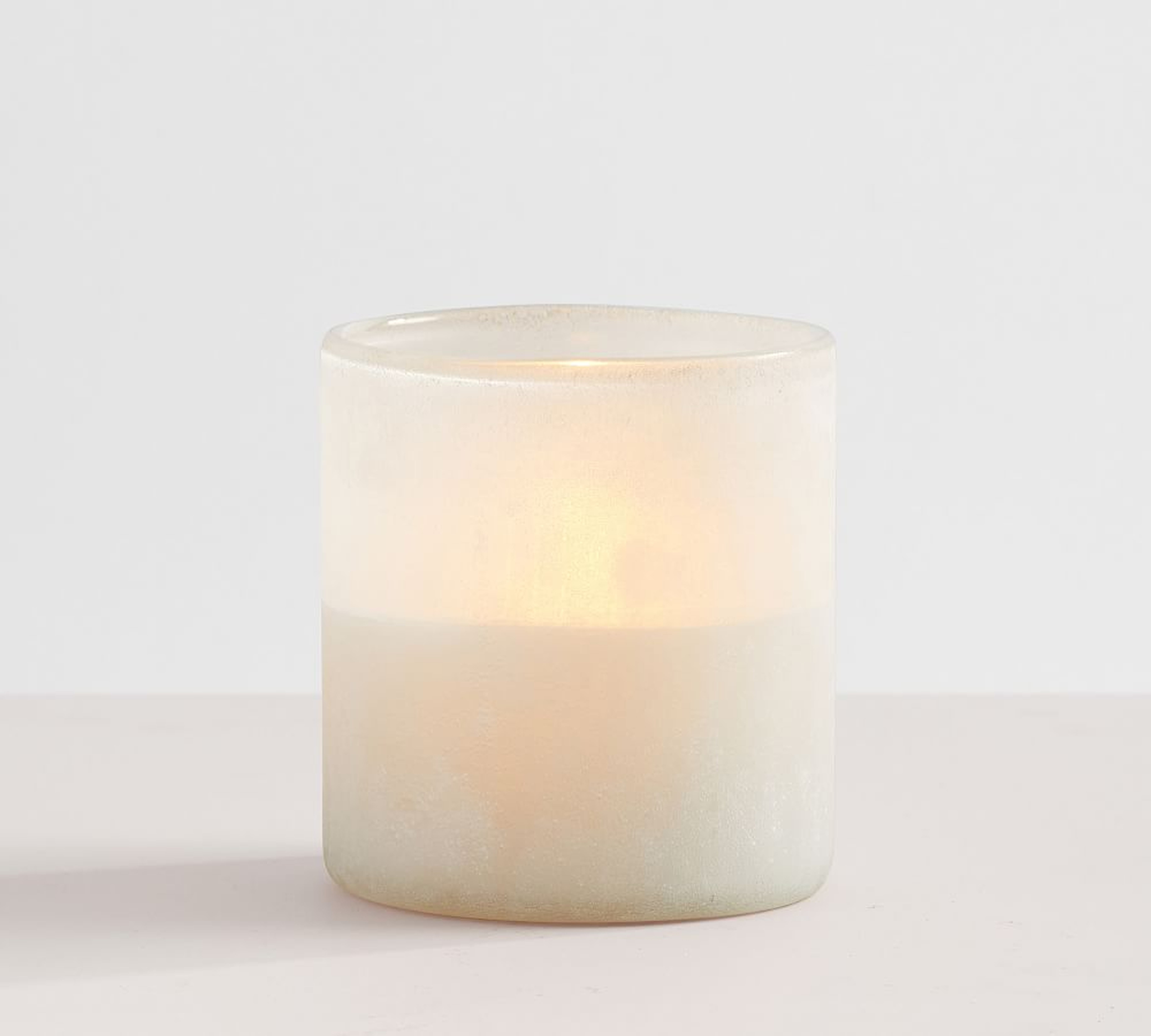 (DISCONTINUED) Frosted Flameless Candle Pot, White, Small 4.5X5 - Pottery Barn