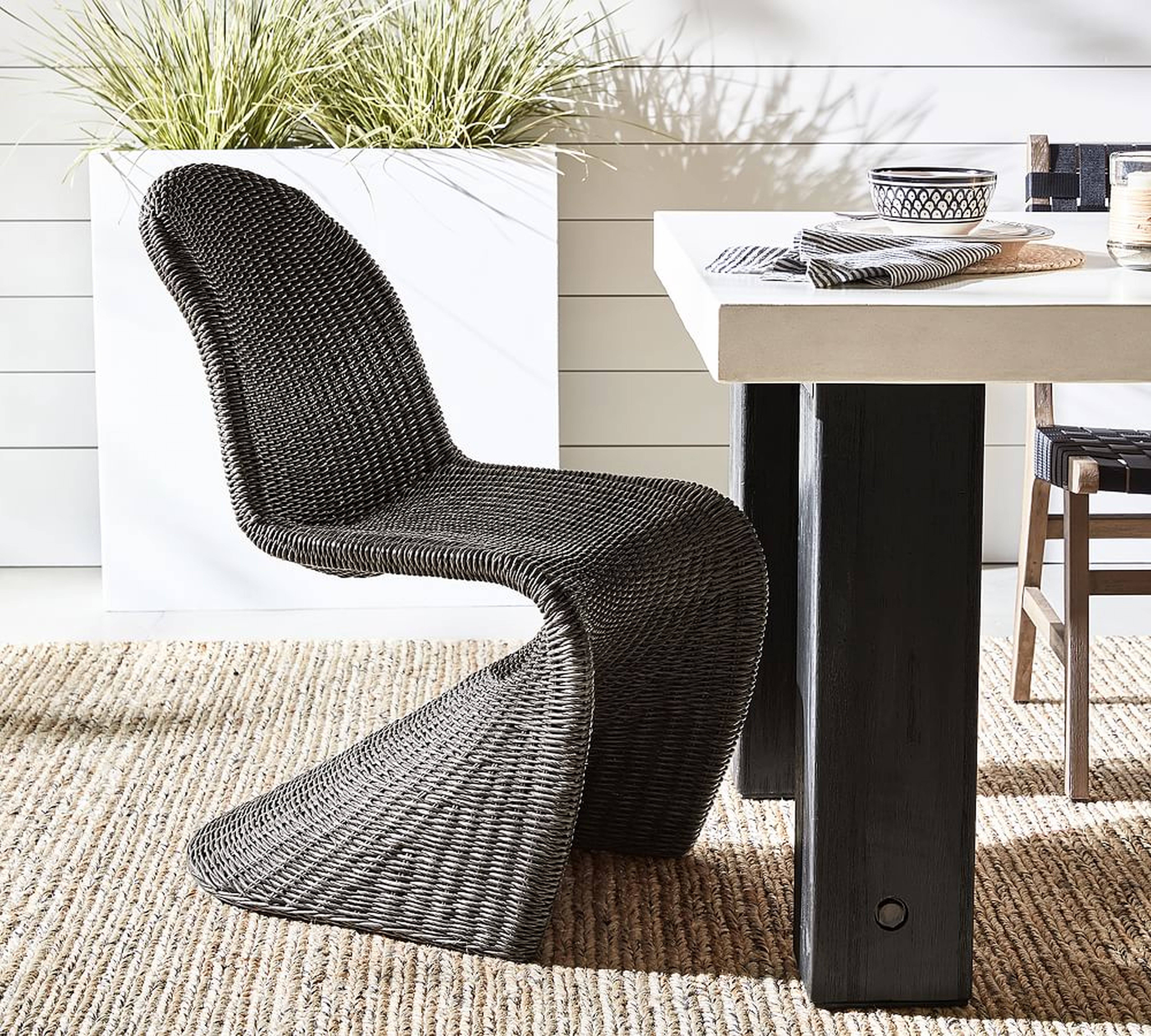 Encinitas All-Weather Wicker Dining Chair, Black - Pottery Barn