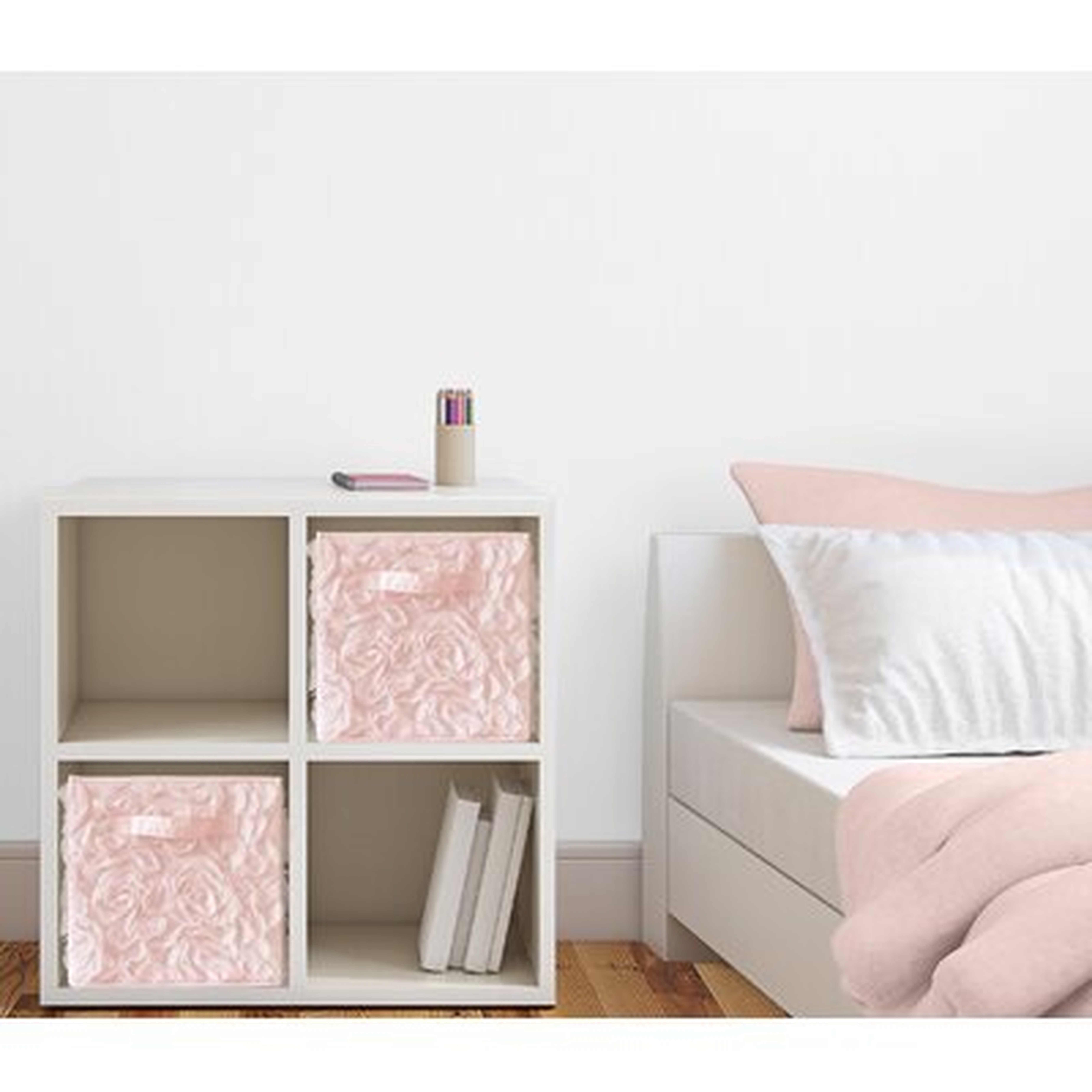 Blush Pink Rose Collection Sweet Jojo Designs Fabric Cube or Bin - Wayfair