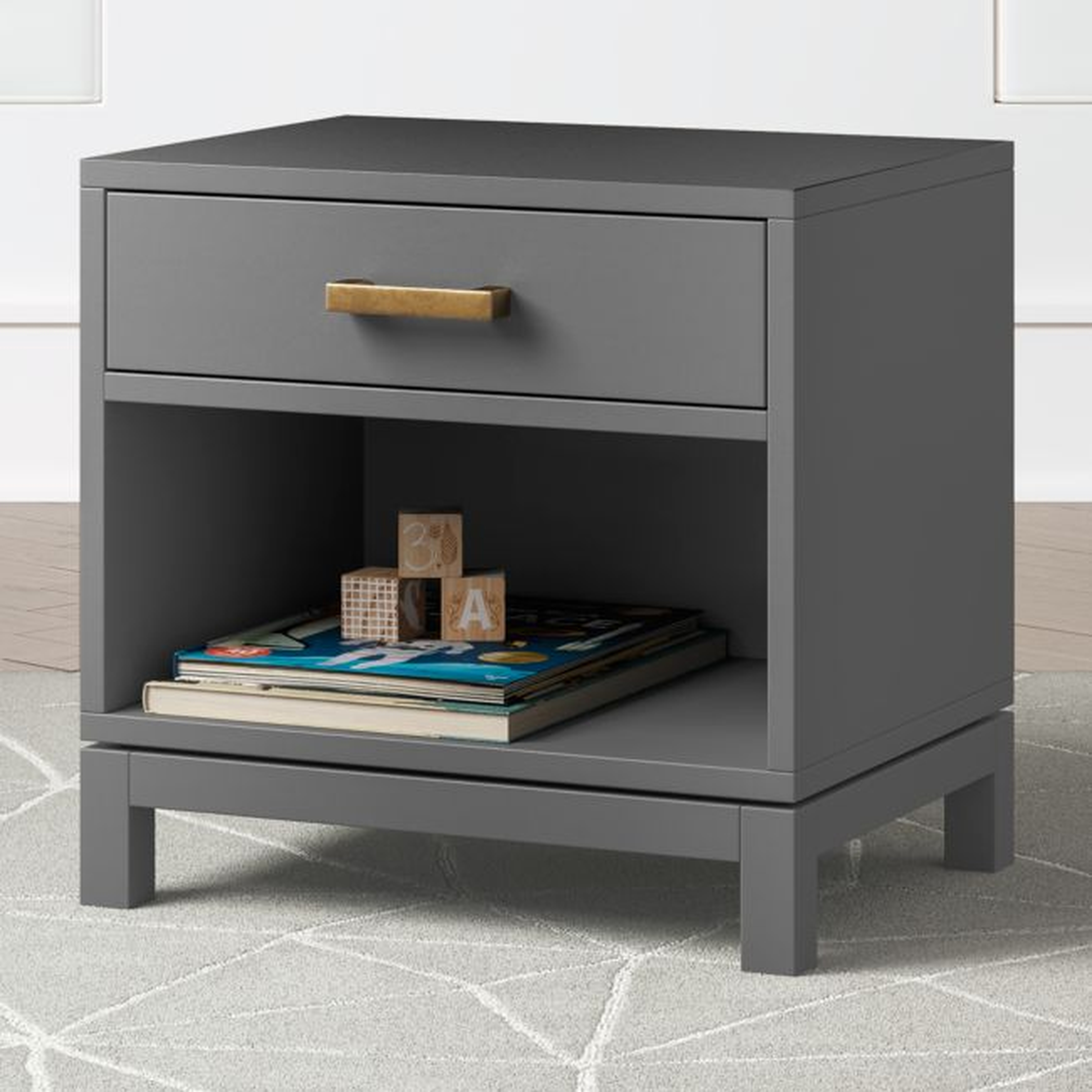Parke Charcoal Wood Kids Nightstand with Drawer - Crate and Barrel