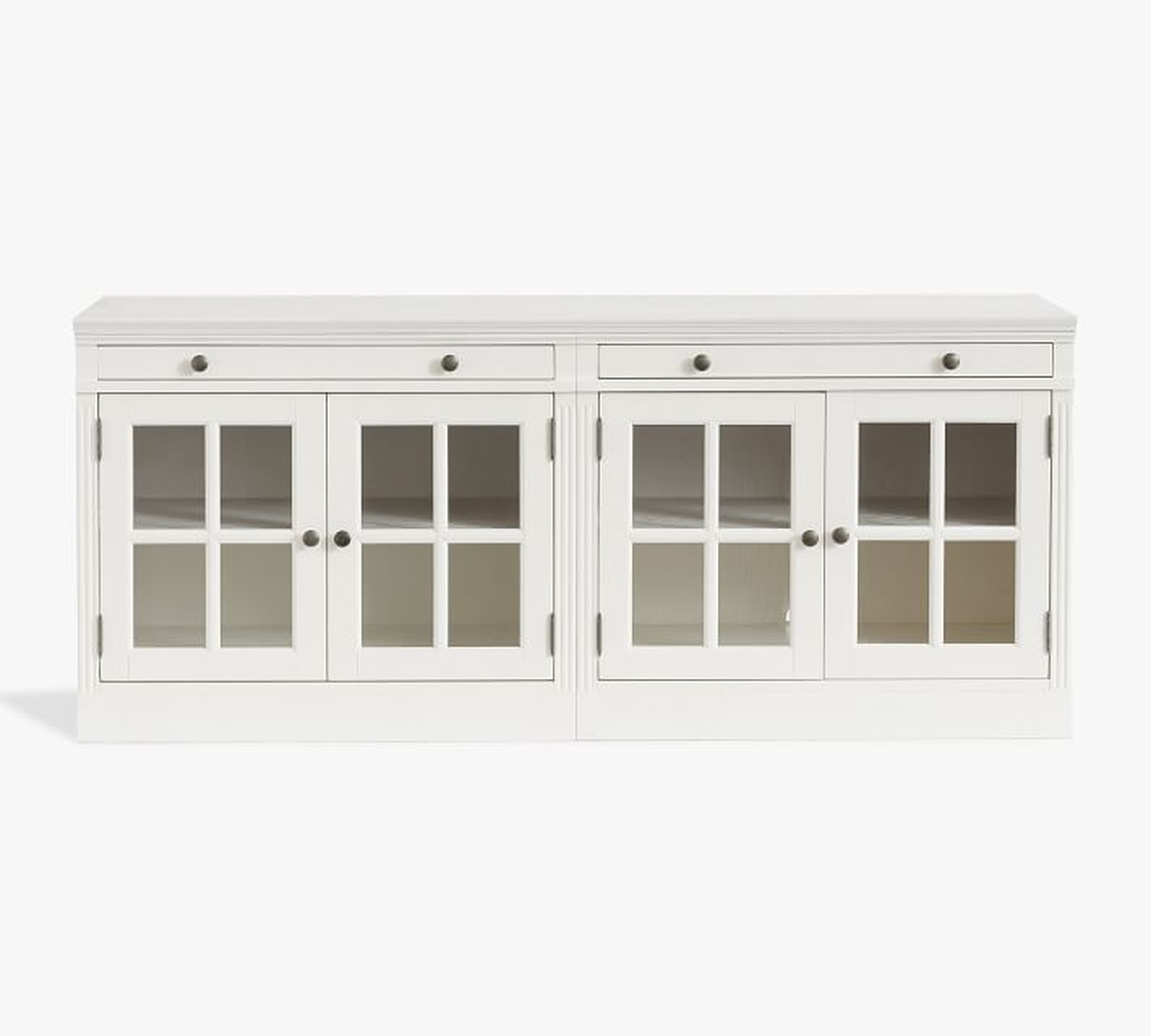 Livingston 70" Media Console with Glass Cabinets, Montauk White - Pottery Barn