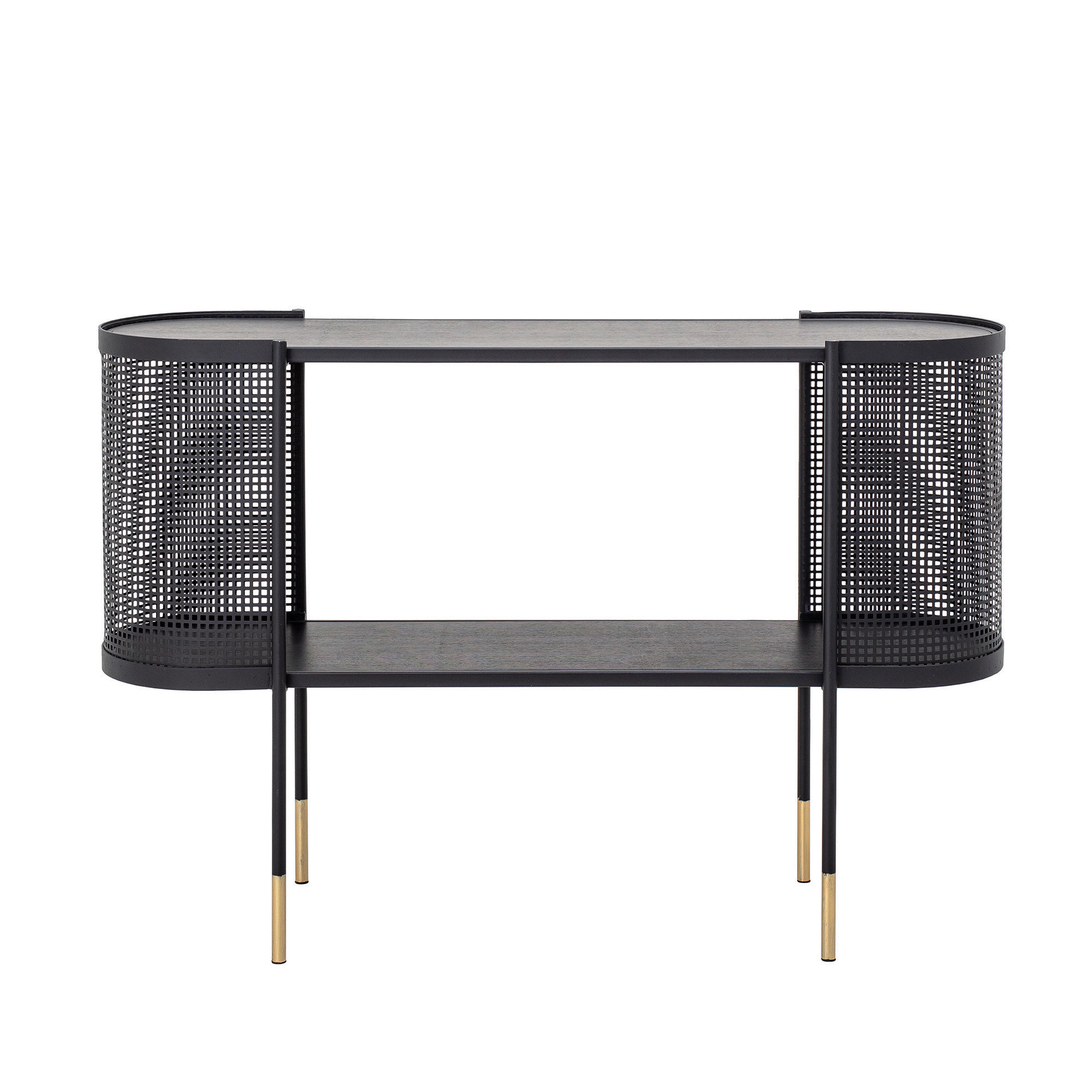 Metal Console Table with Shelf & Brass Finish Legs - Bloomingville