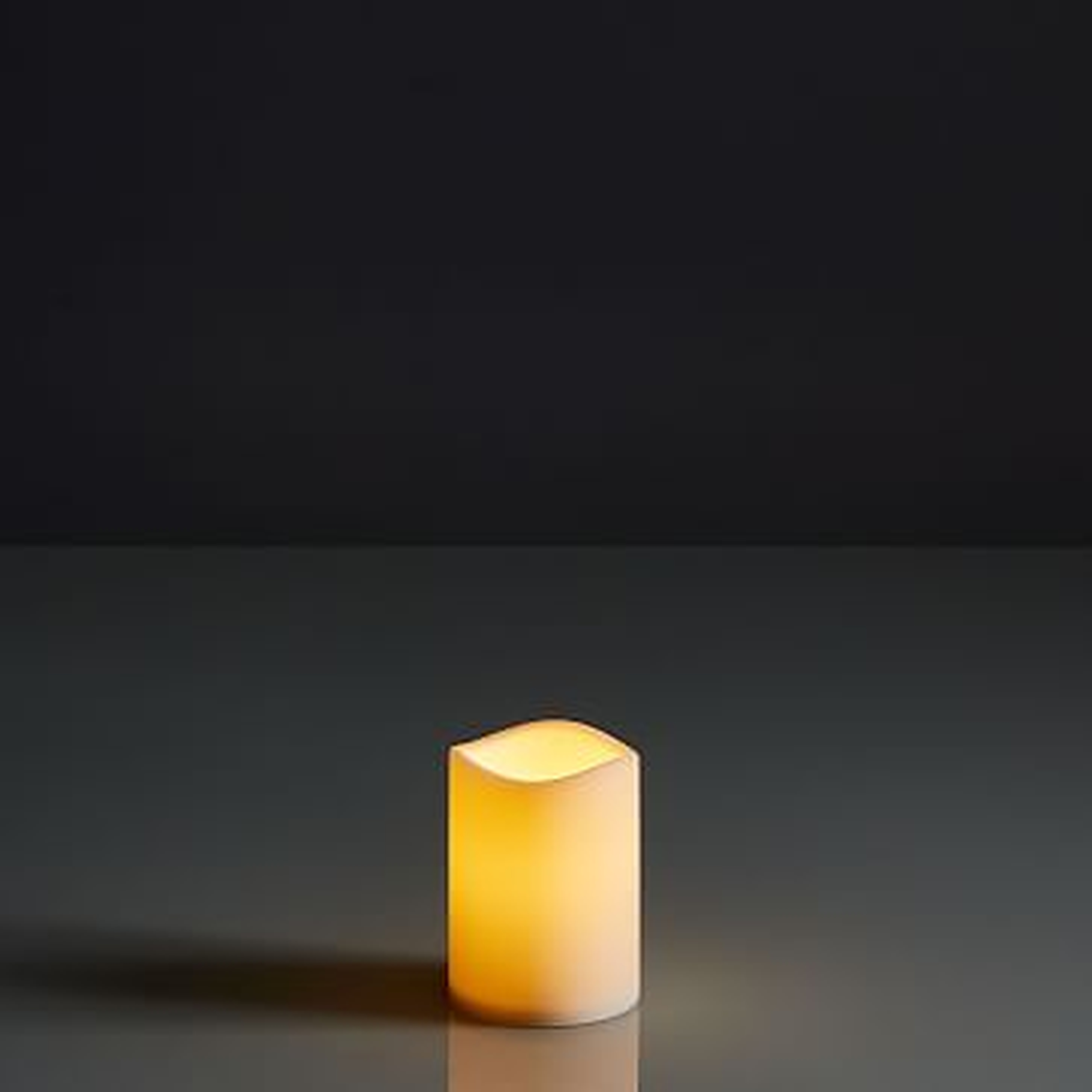 Indoor/Outdoor Flickering Flameless Pillar Candle, 3"x4", Ivory - West Elm