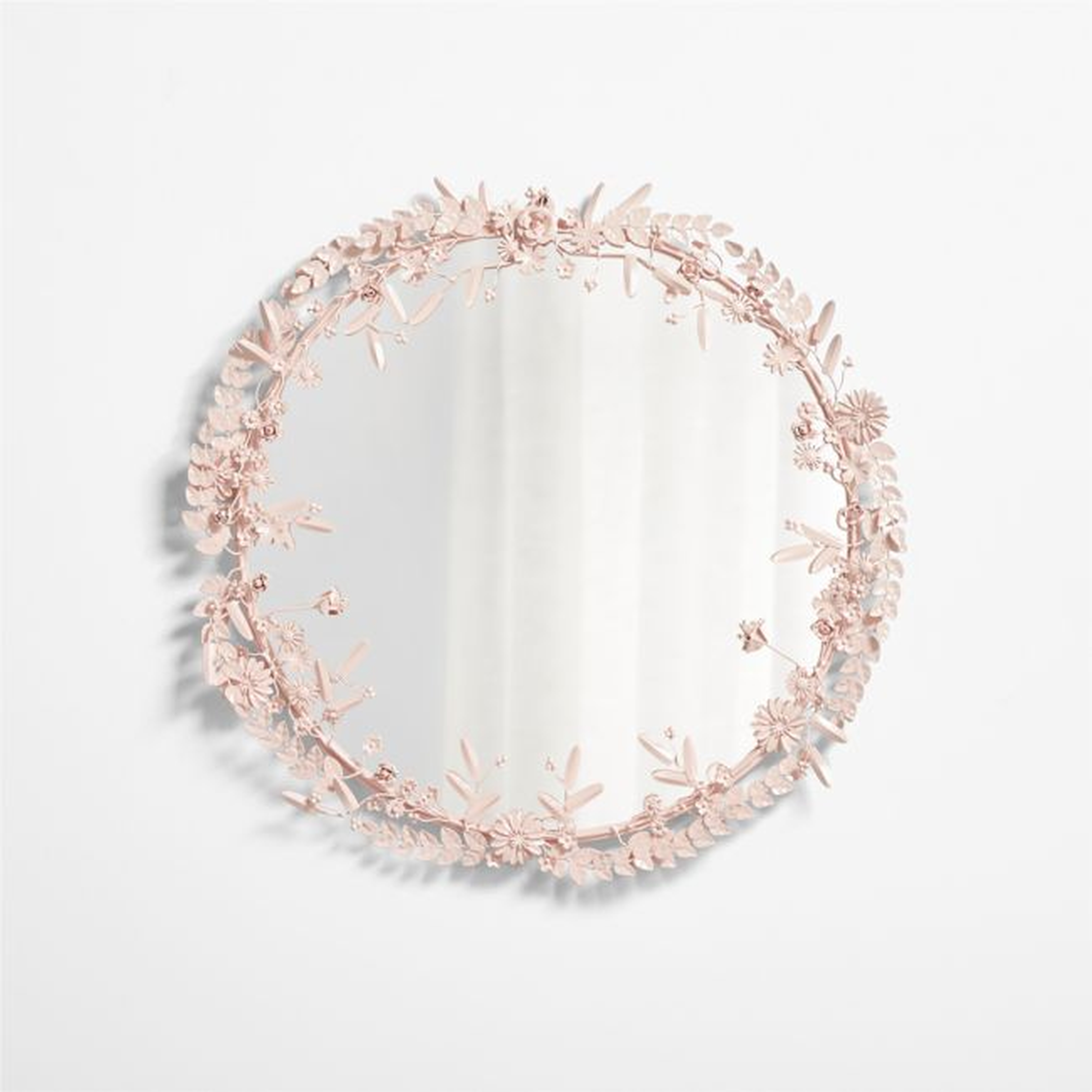 Flower Crown Pink Metal 30" Round Wall Mirror - Crate & Kids