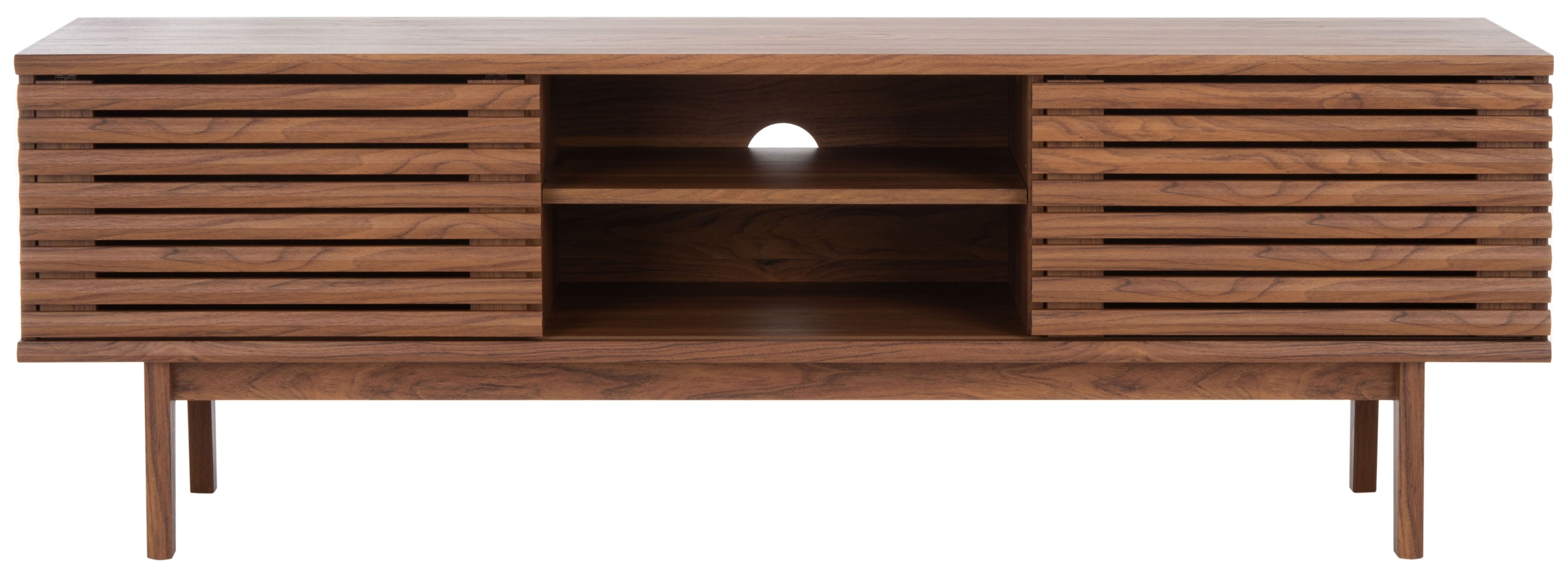 Aricia Large 2 Door Media Stand - Walnut - Safavieh - Safavieh
