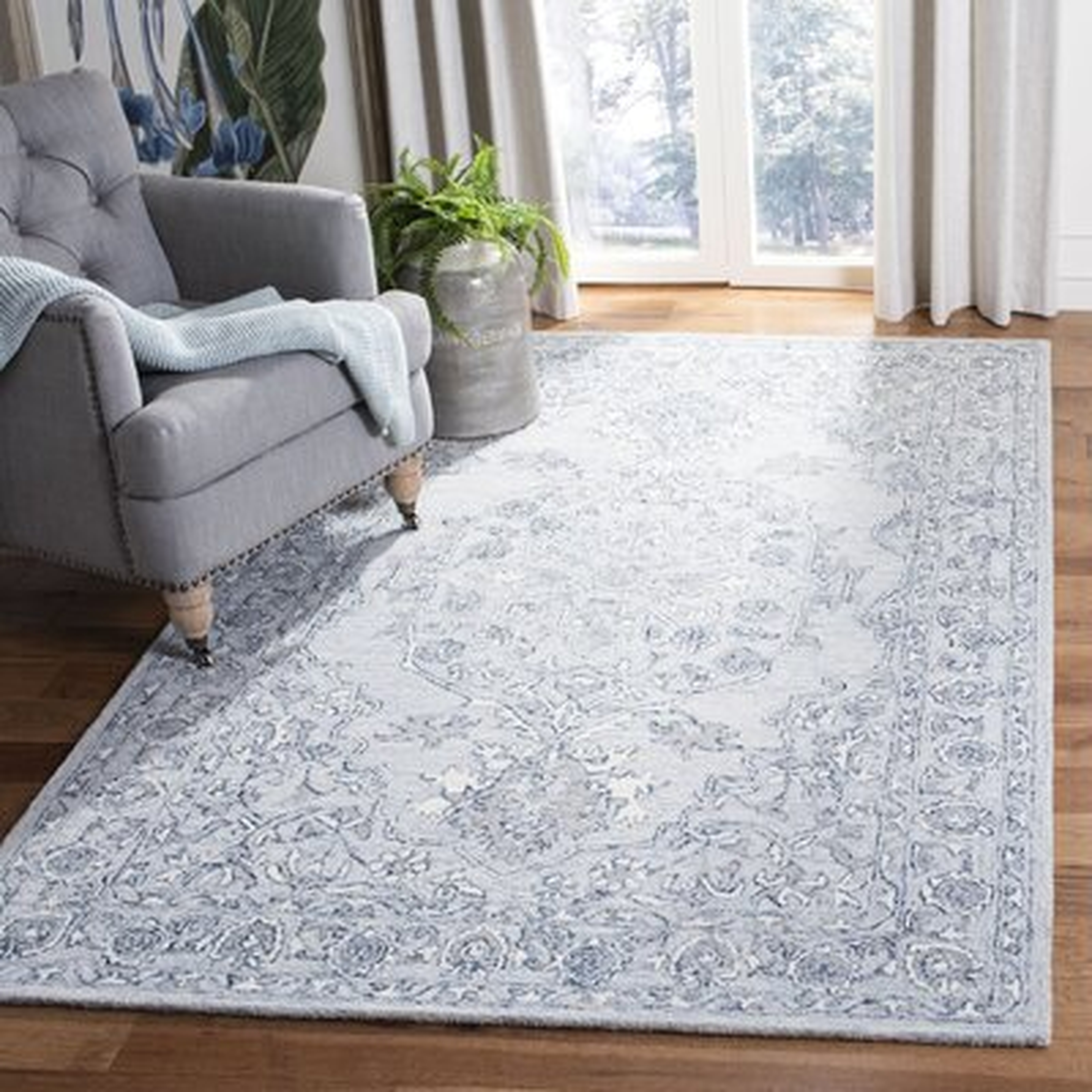 Daggett Oriental Handwoven Wool Light Blue/Ivory Area Rug - Wayfair