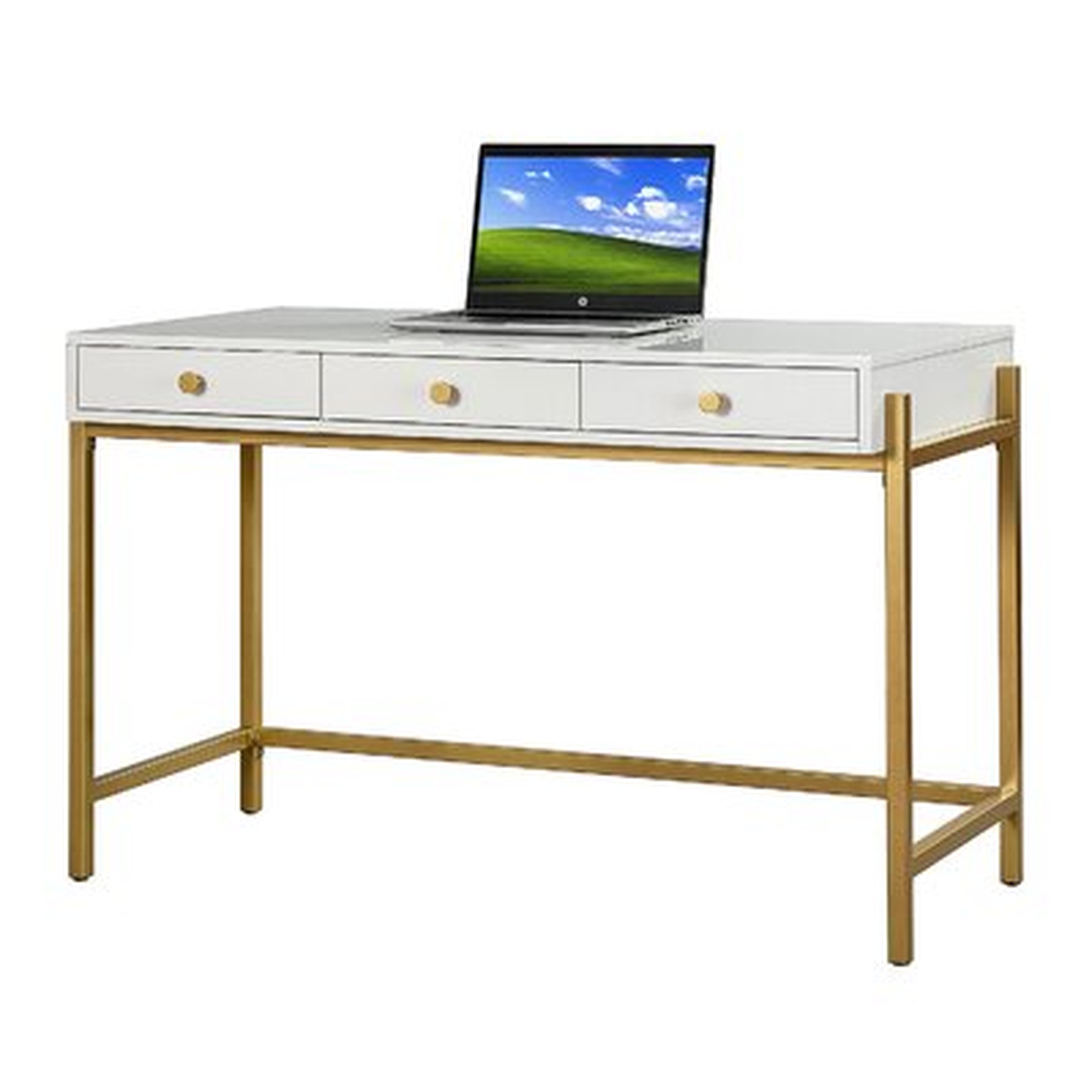 Falgout Desk, Gold & White - Wayfair