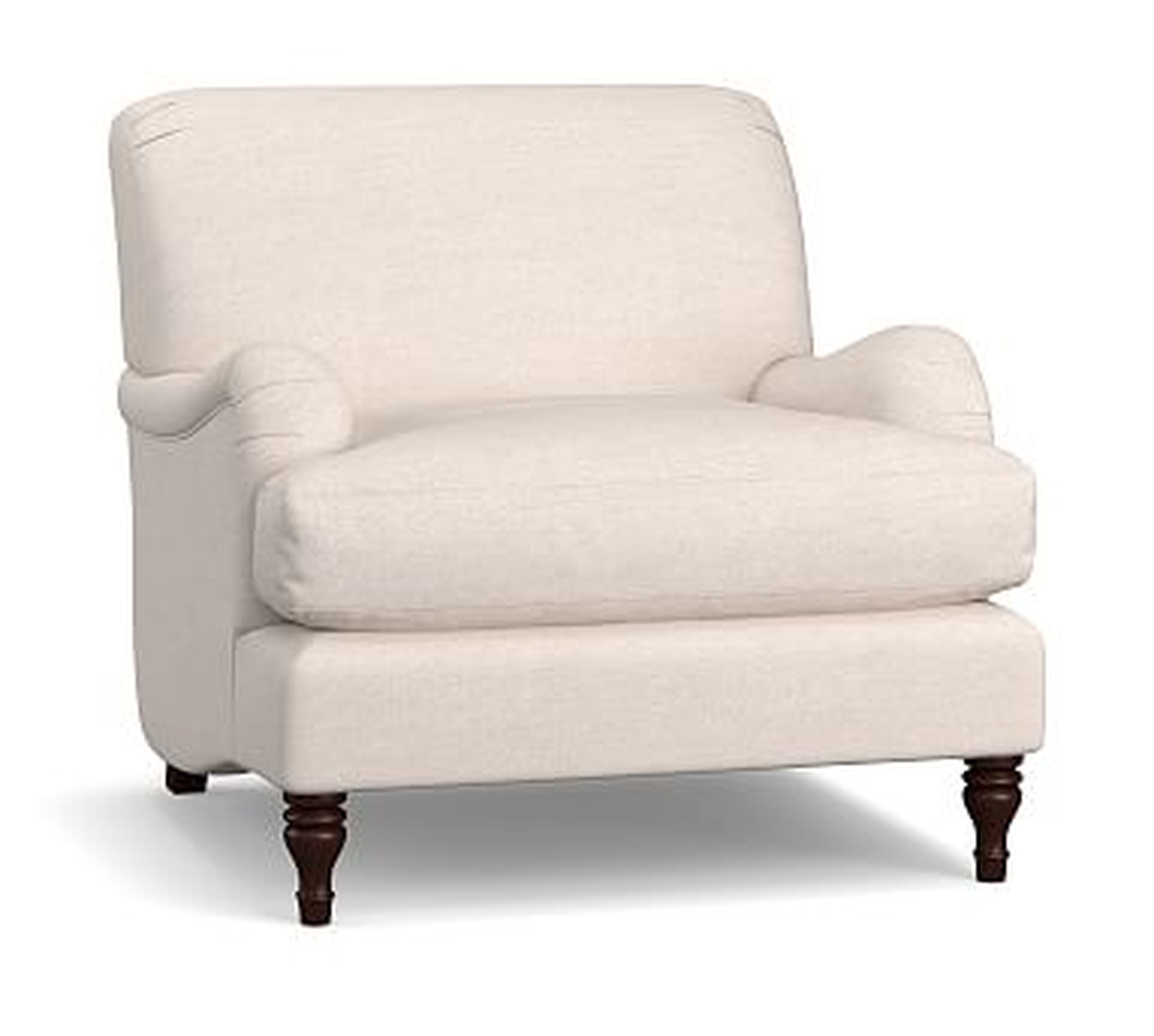 Carlisle English Arm Upholstered Tightback Armchair, Polyester Wrapped Cushions, Twill White - Pottery Barn