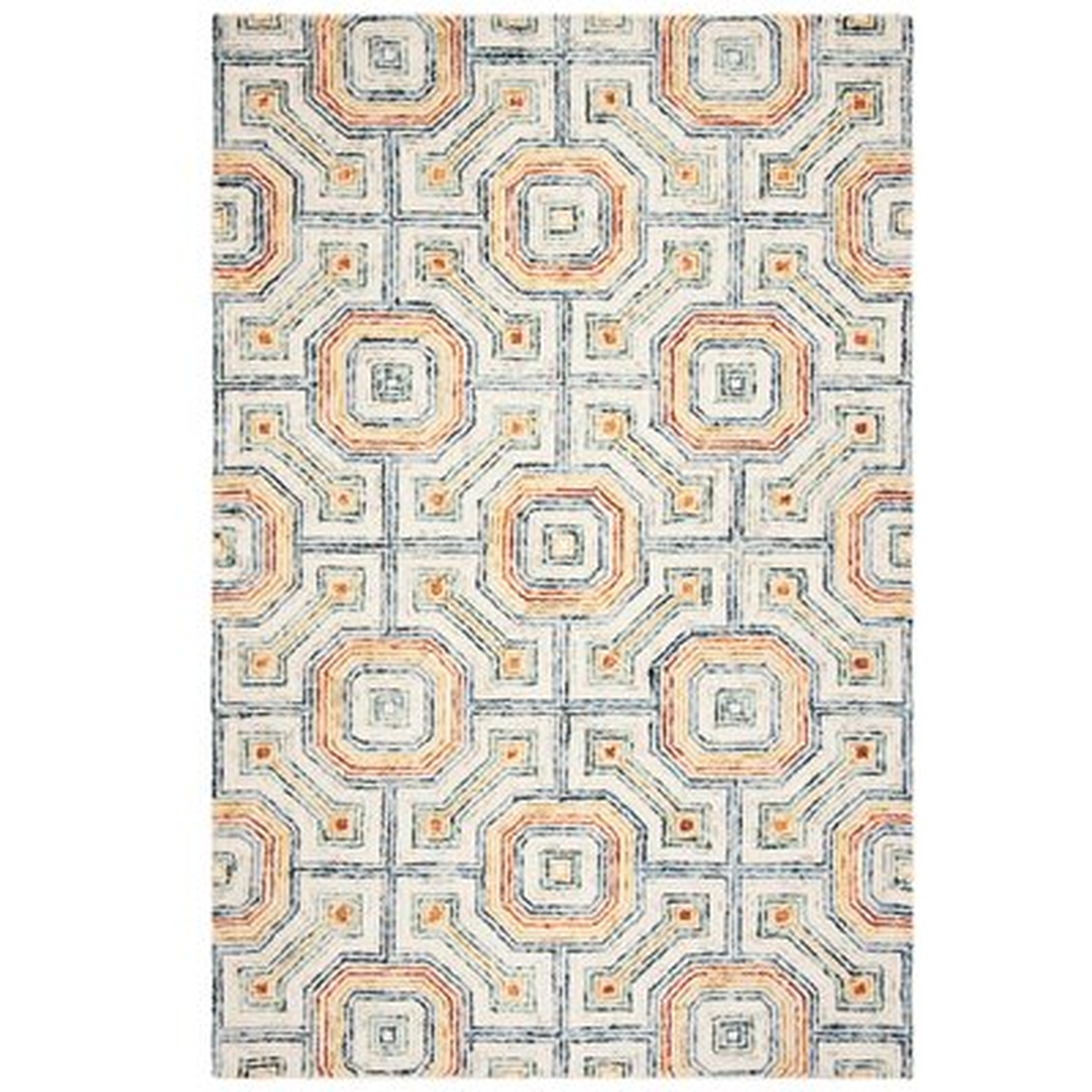 Aldwich Geometric Handmade Tufted Wool Blue Area Rug - Wayfair