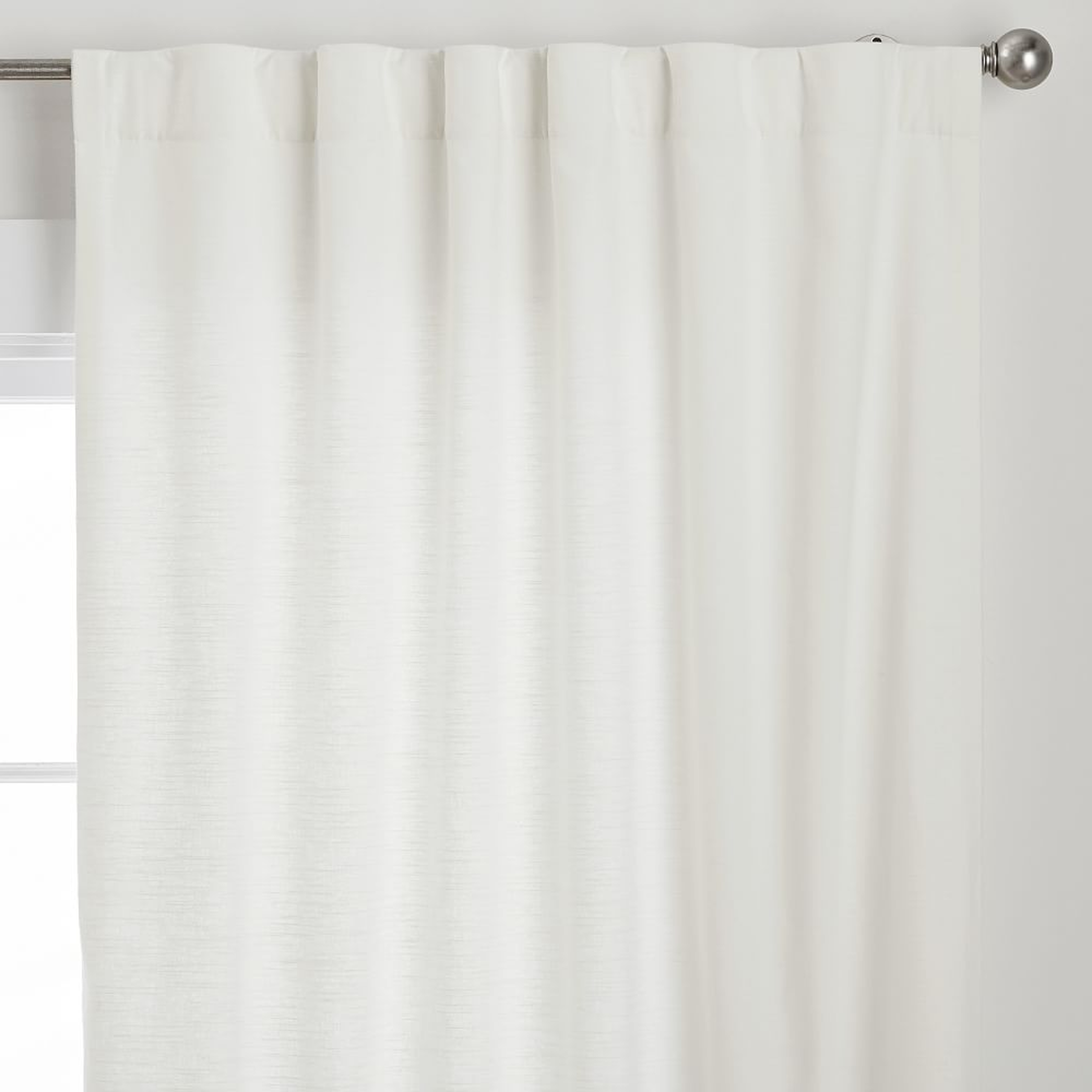 Cotton Linen Semi-Sheer Curtain Set of 2, White, 44" x 96" - Pottery Barn Teen