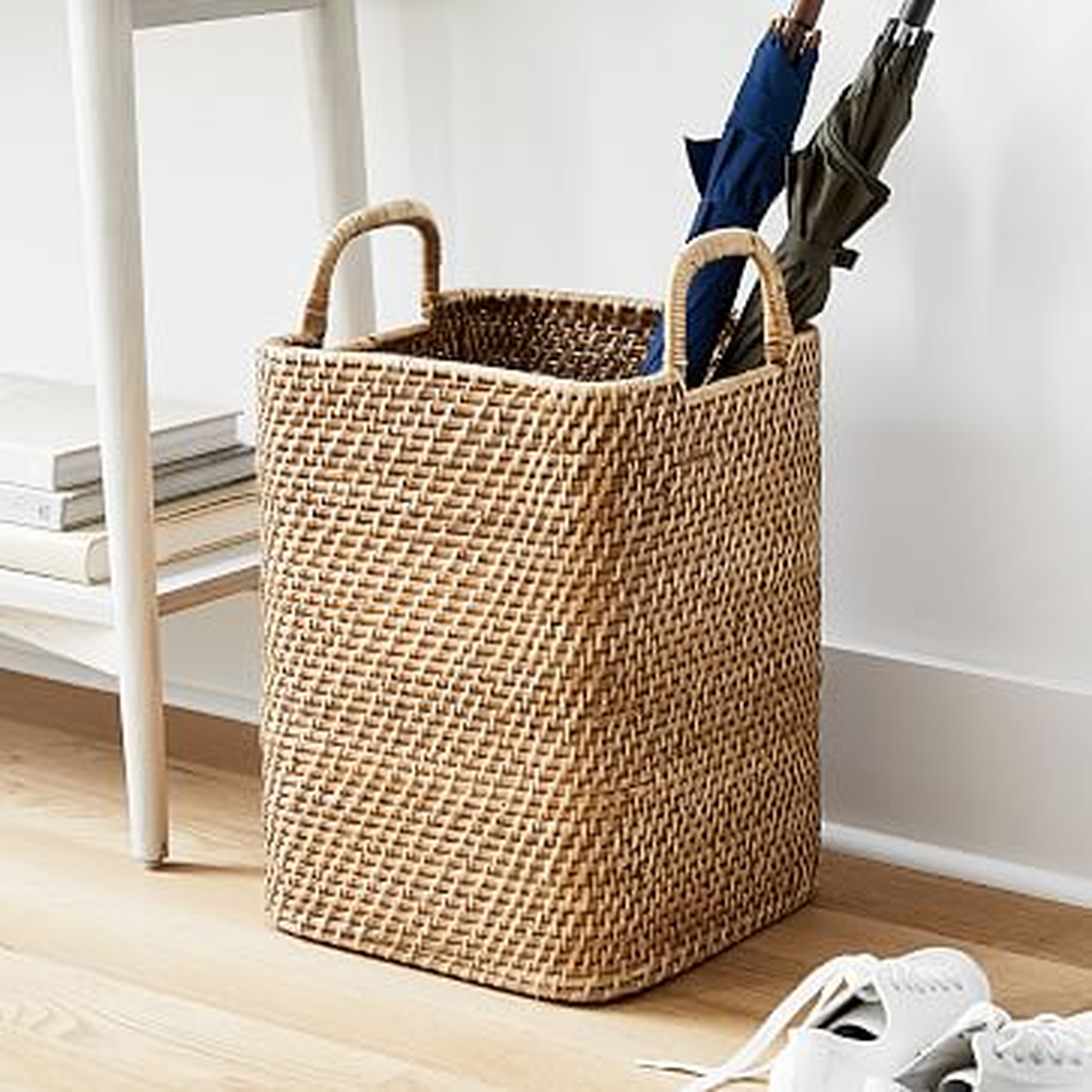Modern Weave Tall Handle Basket, Natural - West Elm