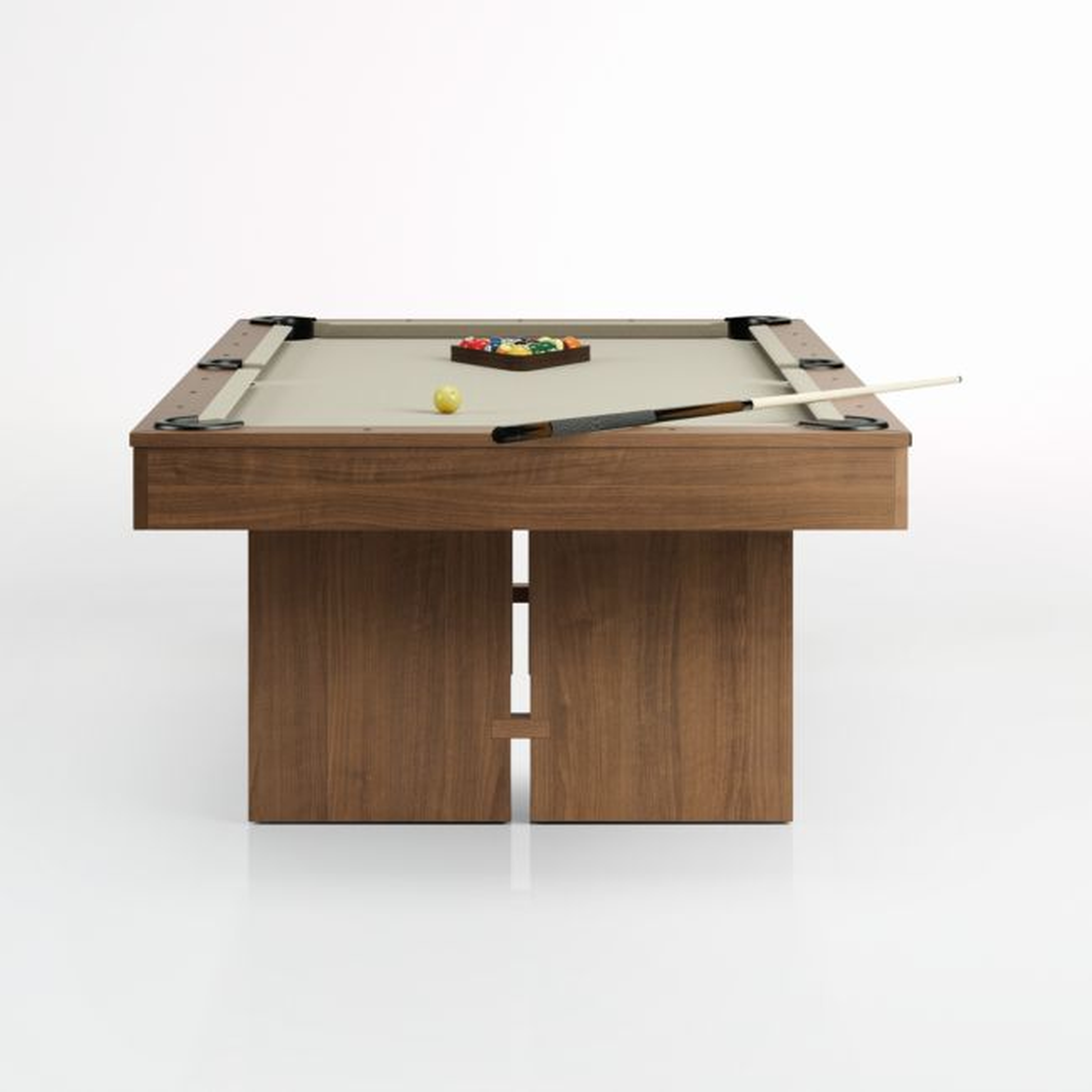 Walnut Pool Table with Wall Rack and Accessories - Crate and Barrel