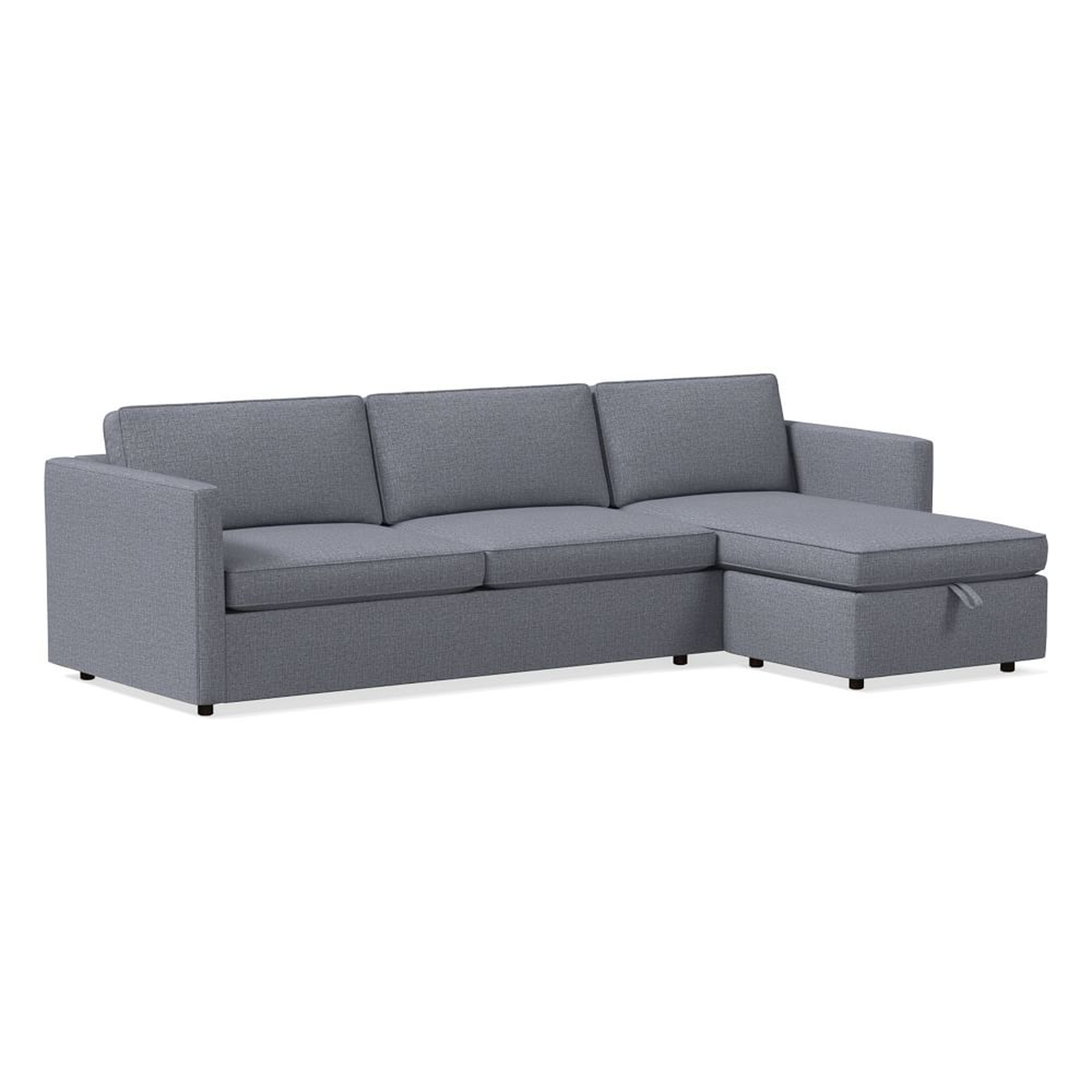Harris Flip Sectional, Poly, Yarn Dyed Linen Weave, Graphite, Concealed Supports - West Elm