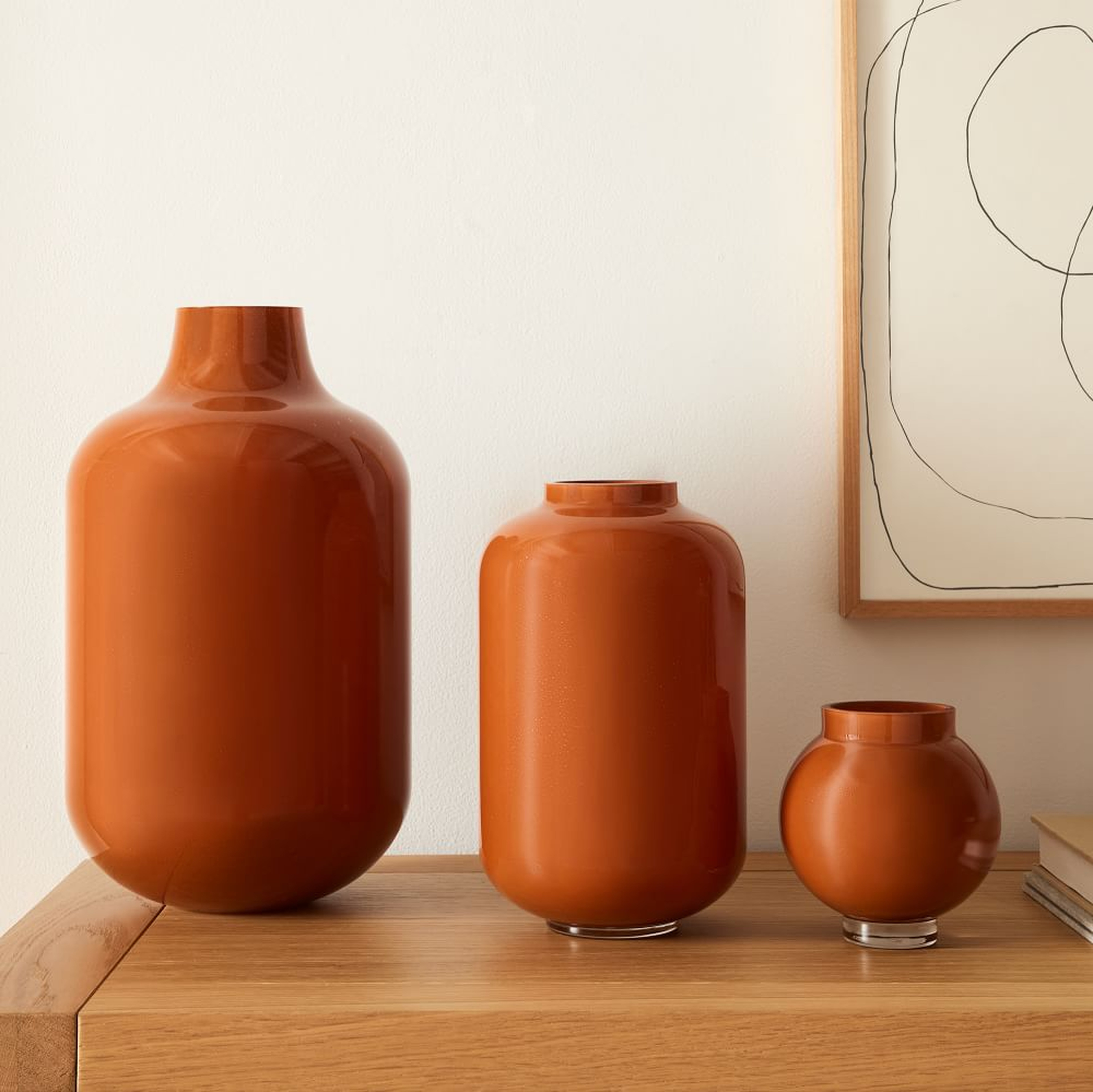 Mari Vase, Rust, Mixed Sizes, Set of 3 - West Elm