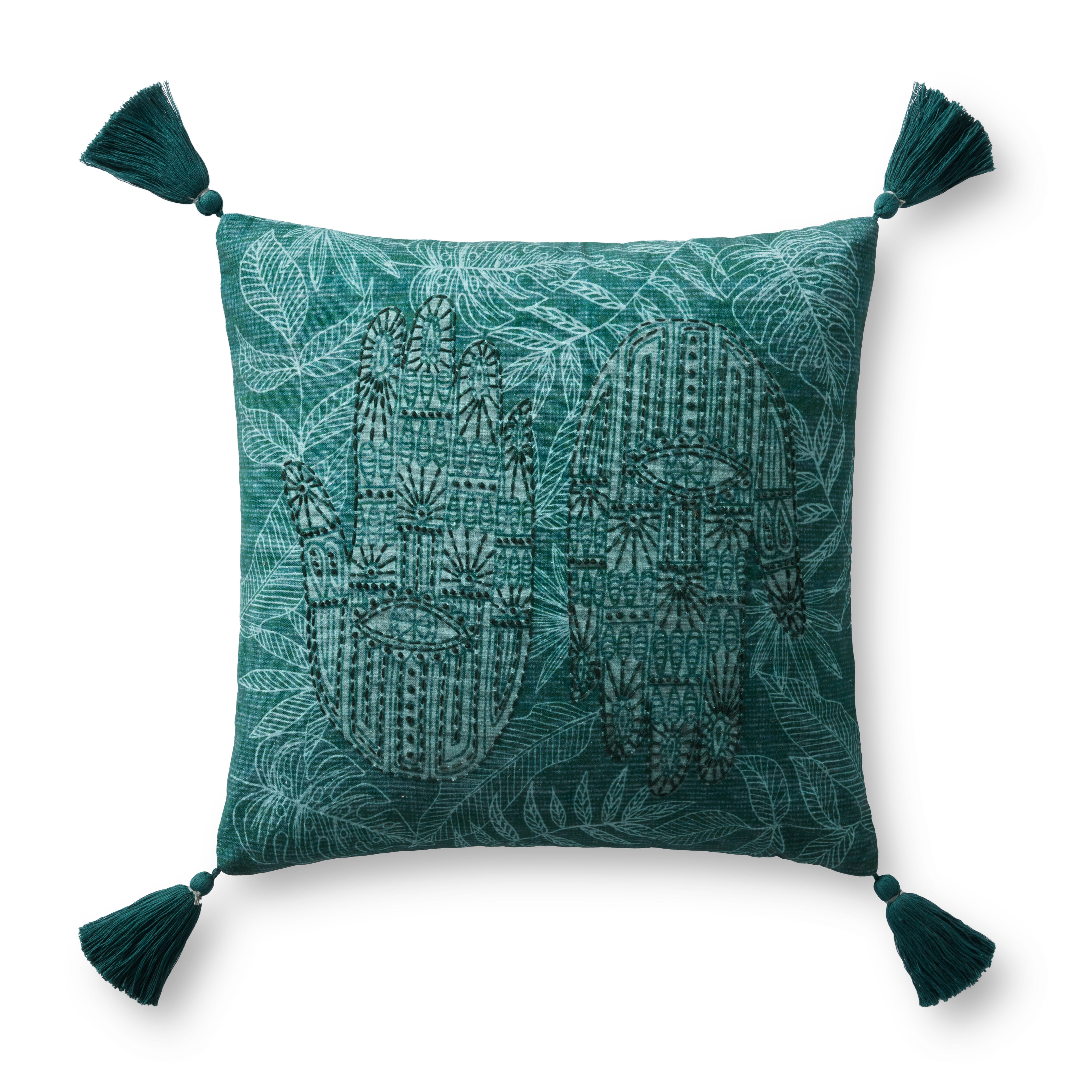 PILLOWS P0956 GREEN 18" x 18" Cover w/Poly - Justina Blakeney x Loloi Rugs