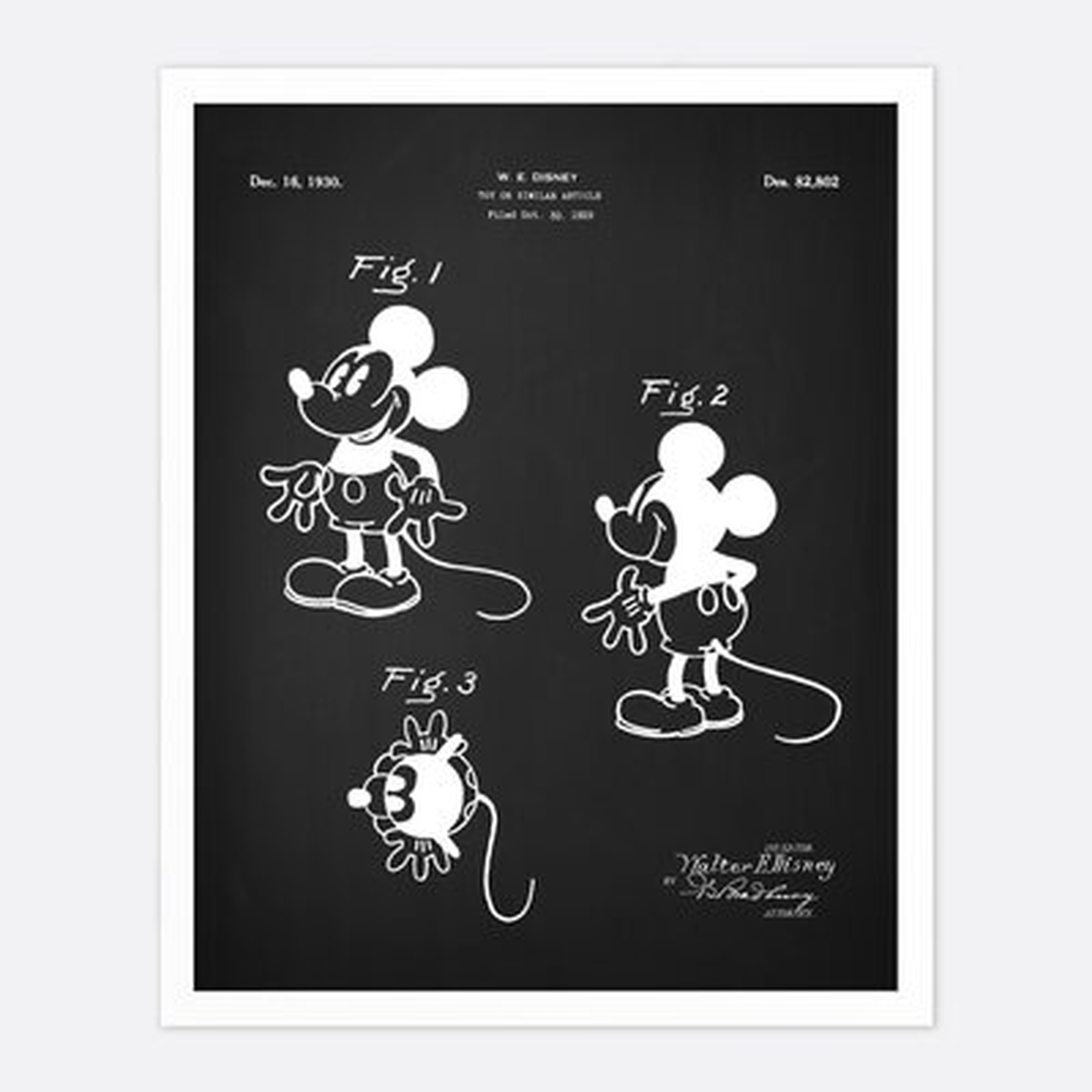 Walt Disney Mickey Mouse - Unframed Patent Print TimelessPatents Chalkboard - Wayfair