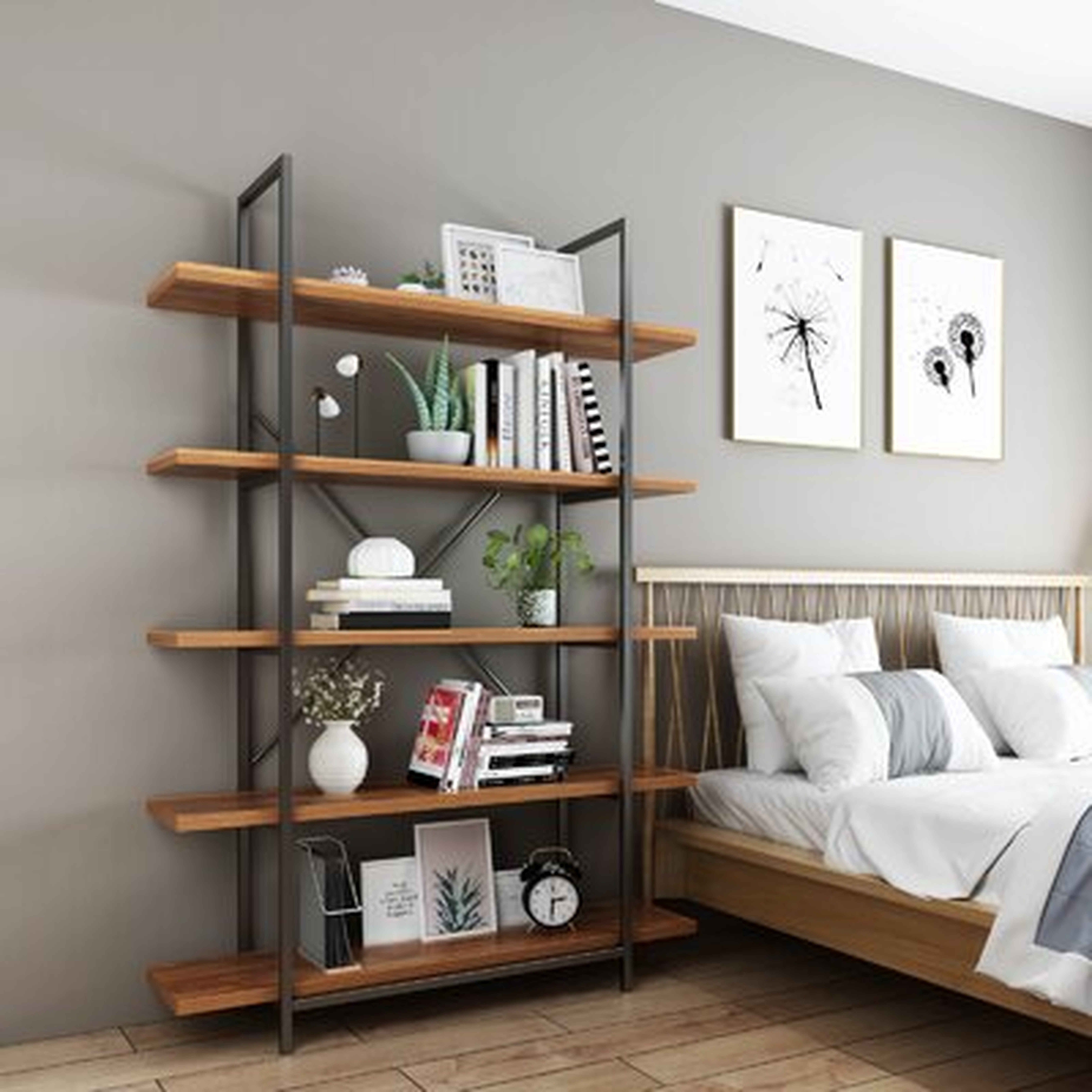 70.9" H X 47.24" W 5 Tier Etagere Bookcase - Wayfair