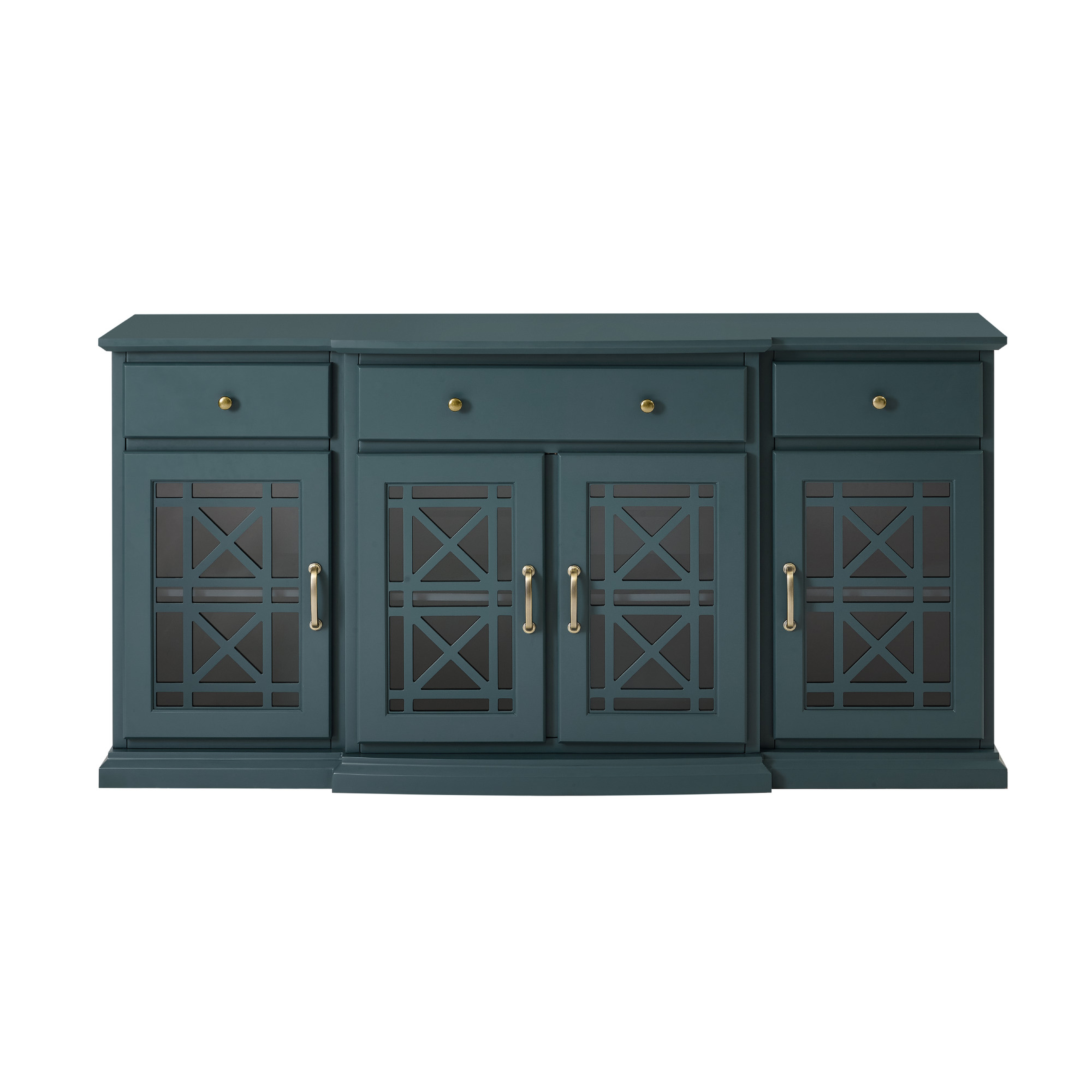 Landon 60" Tiered Fretwork Sideboard - Dark Teal - Walker Edison