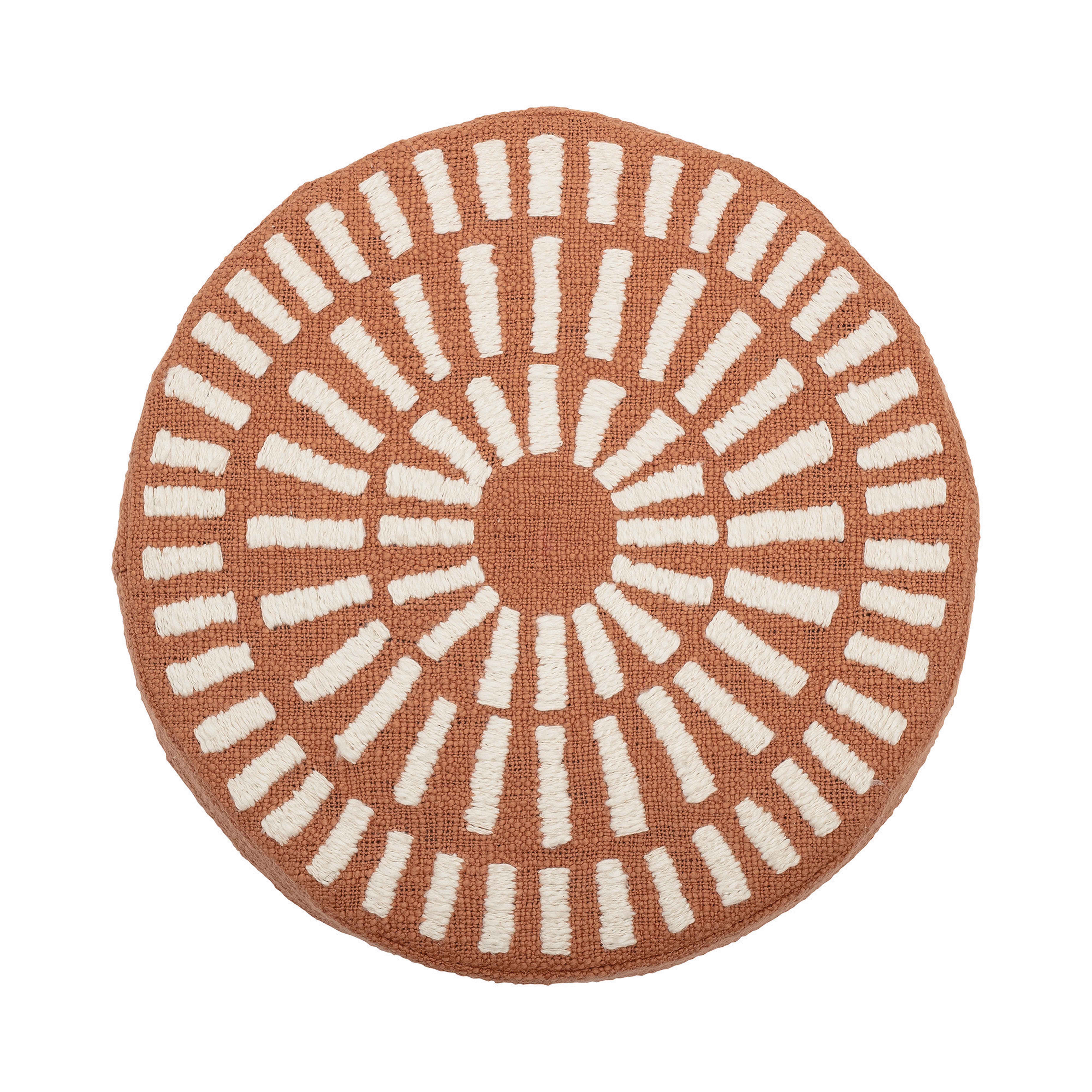 Disk Pillow with Raised Pattern, Burnt Orange & White Cotton, 16" x 16" - Moss & Wilder