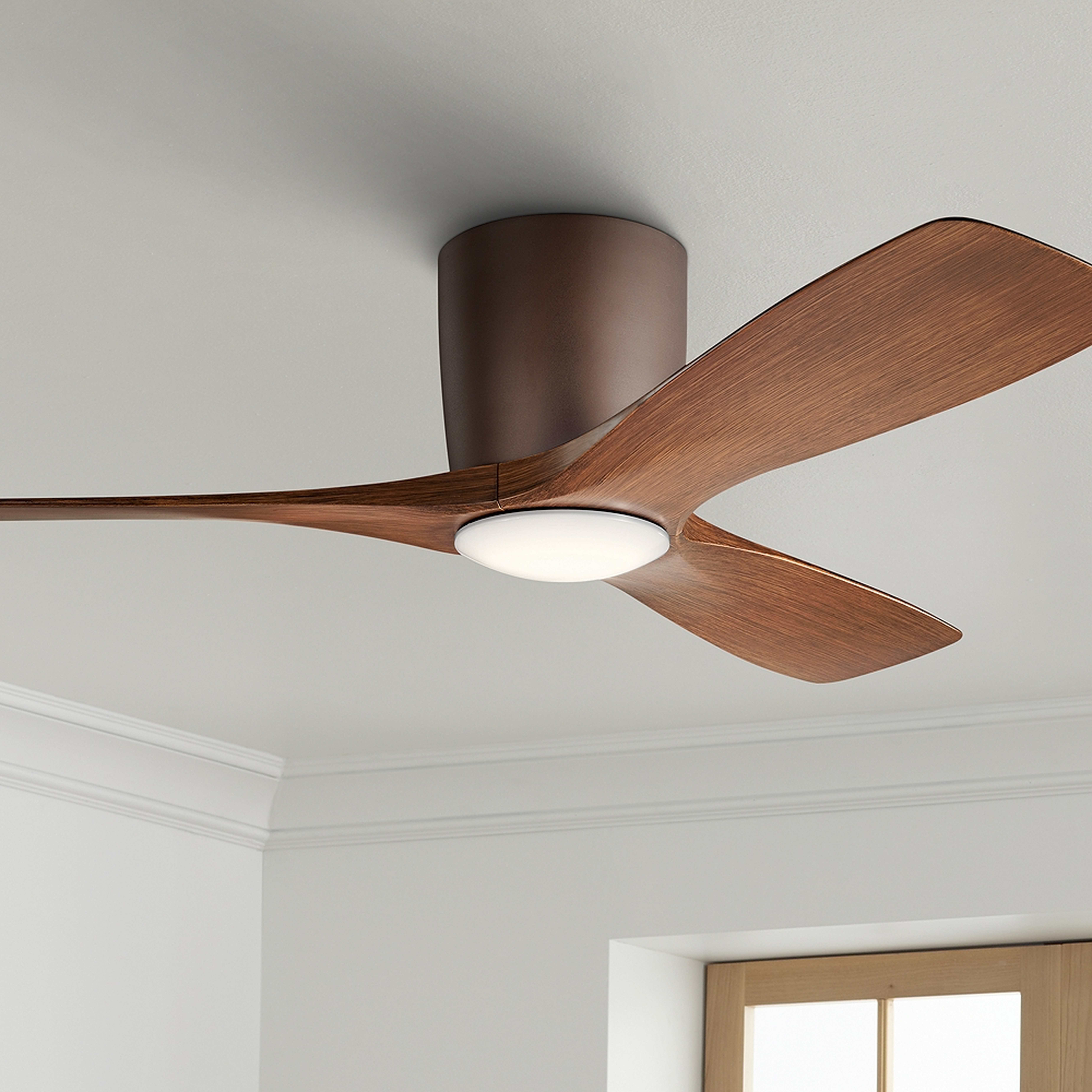 48" Kichler Volos Satin Bronze Hugger LED Ceiling Fan - Style # 80A23 - Lamps Plus