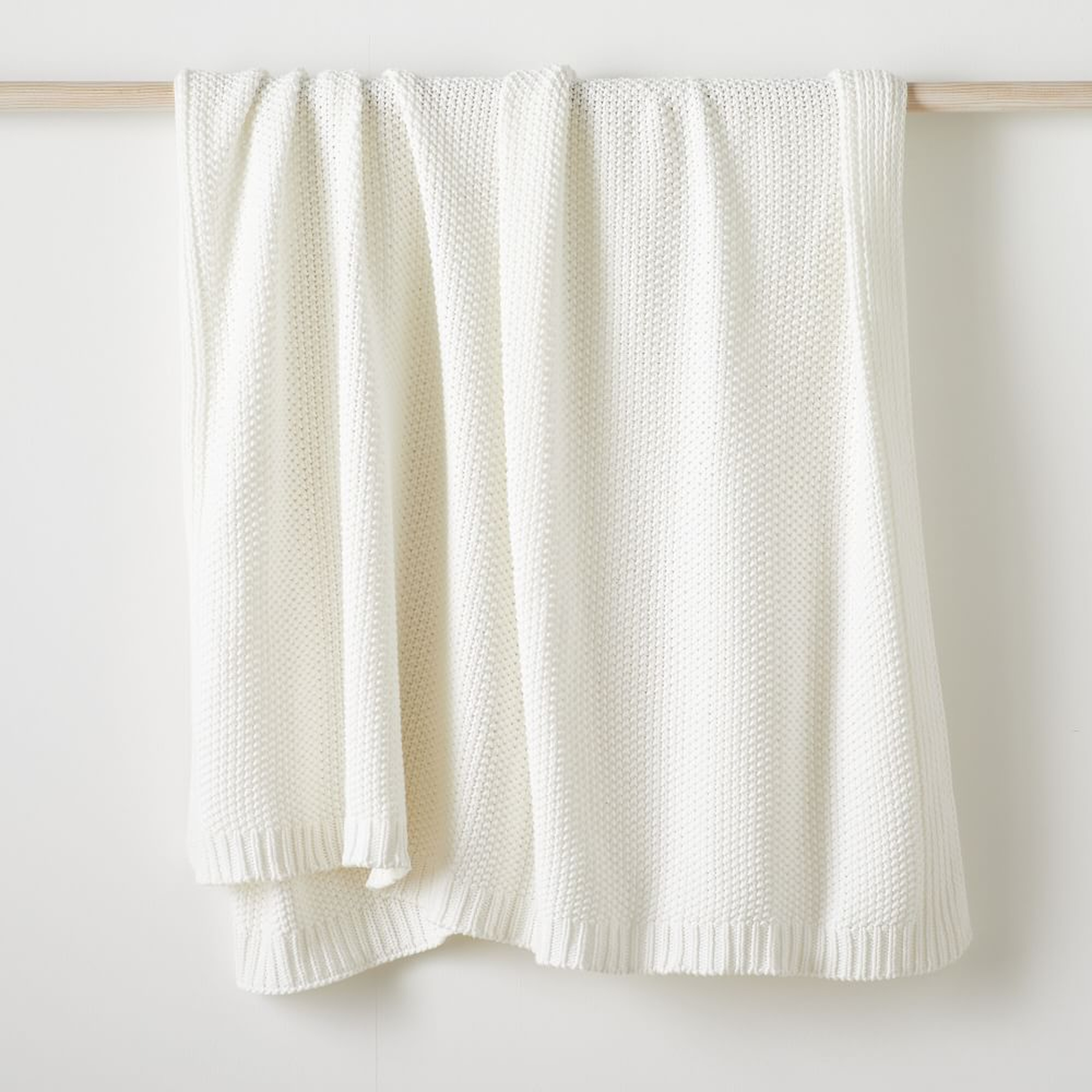 Cotton Knit Throw, White, 50"x60" - West Elm