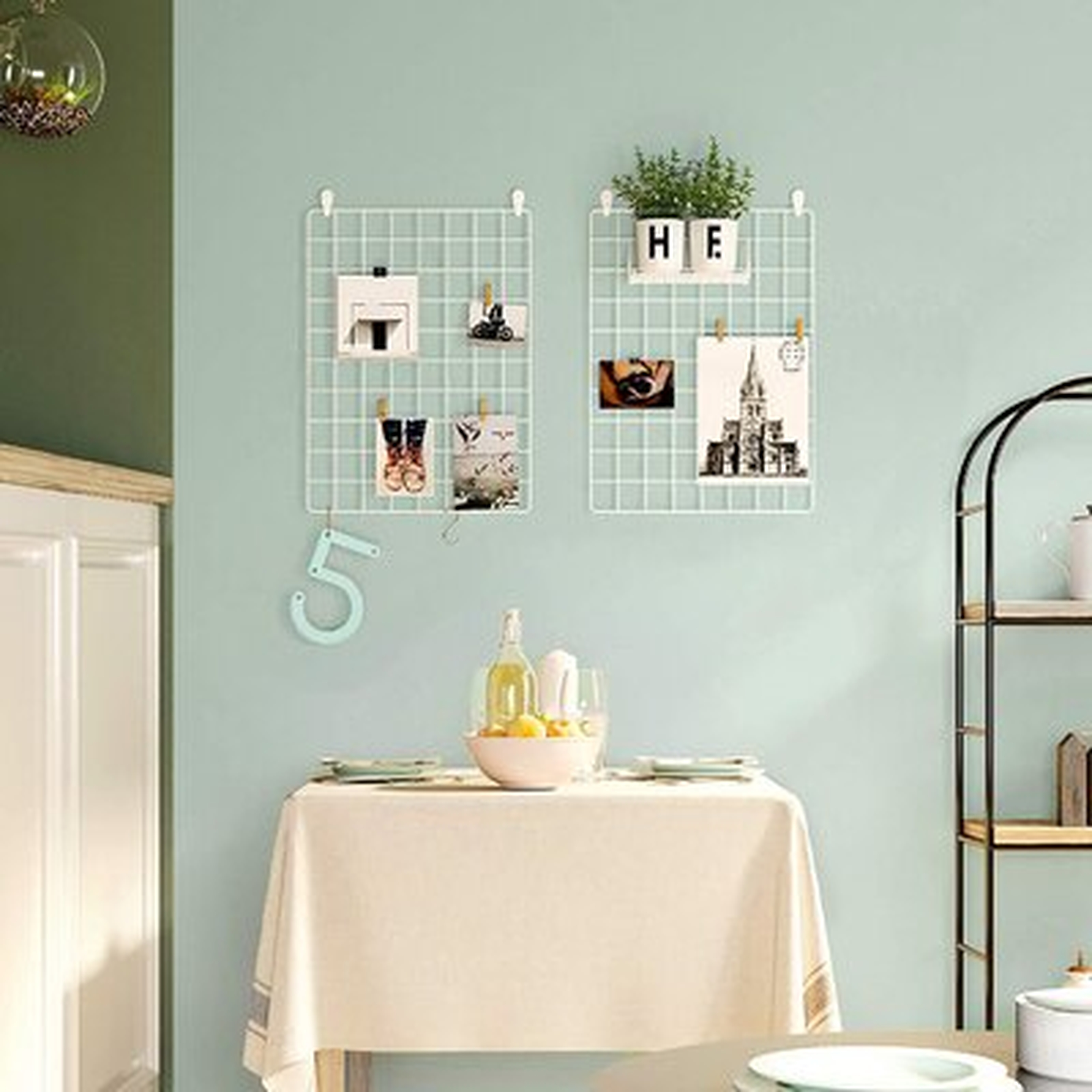 Grid Photo Wall, 16.5 X 12.2 Inches, Set Of 2, Wire Wall Grid Panel, Photo Wall Display, DIY, Hanging Picture Wall With S Hook, Clip, Hemp Cord, White - Wayfair