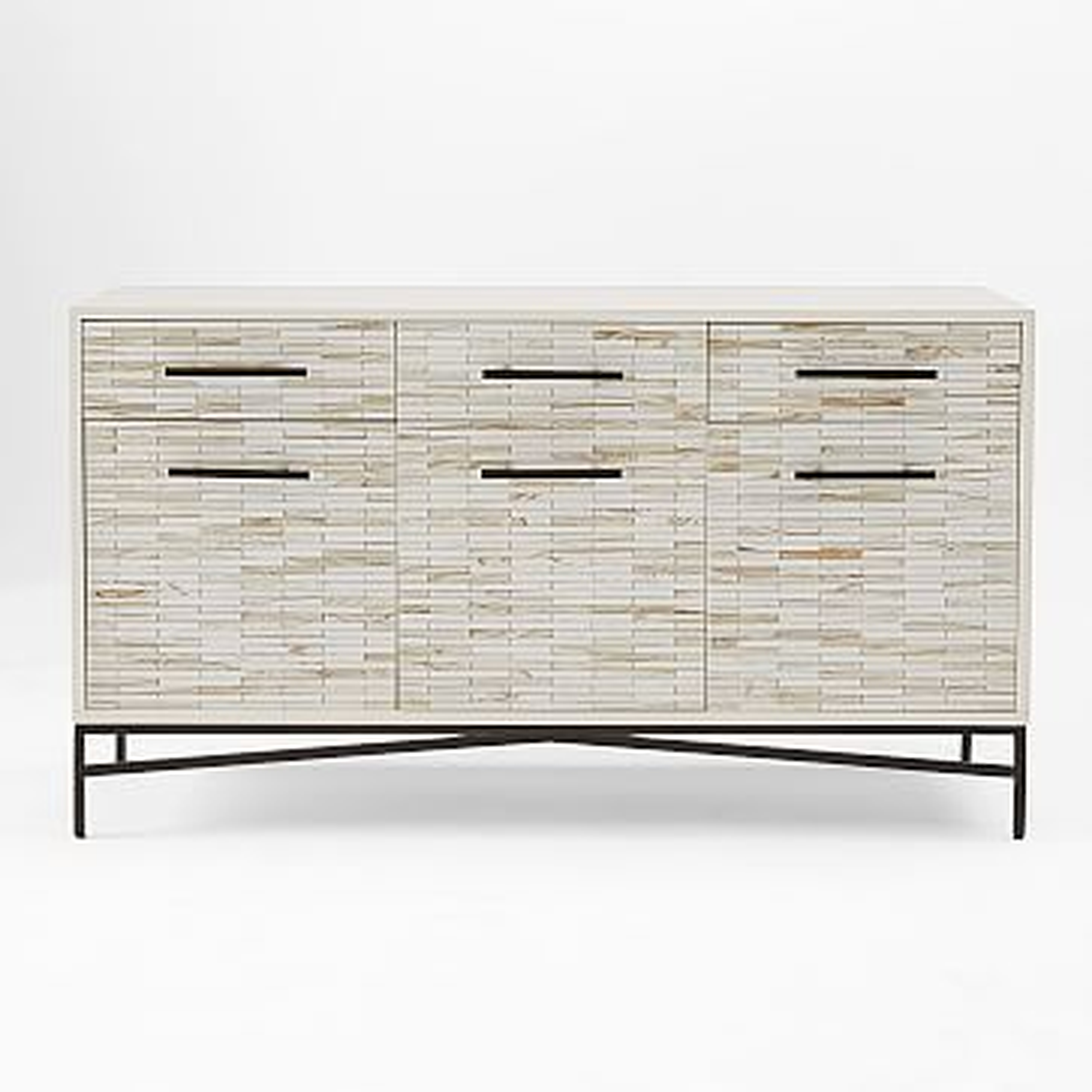 Tiled 54" Buffet/Media Console, White, White Wash - West Elm