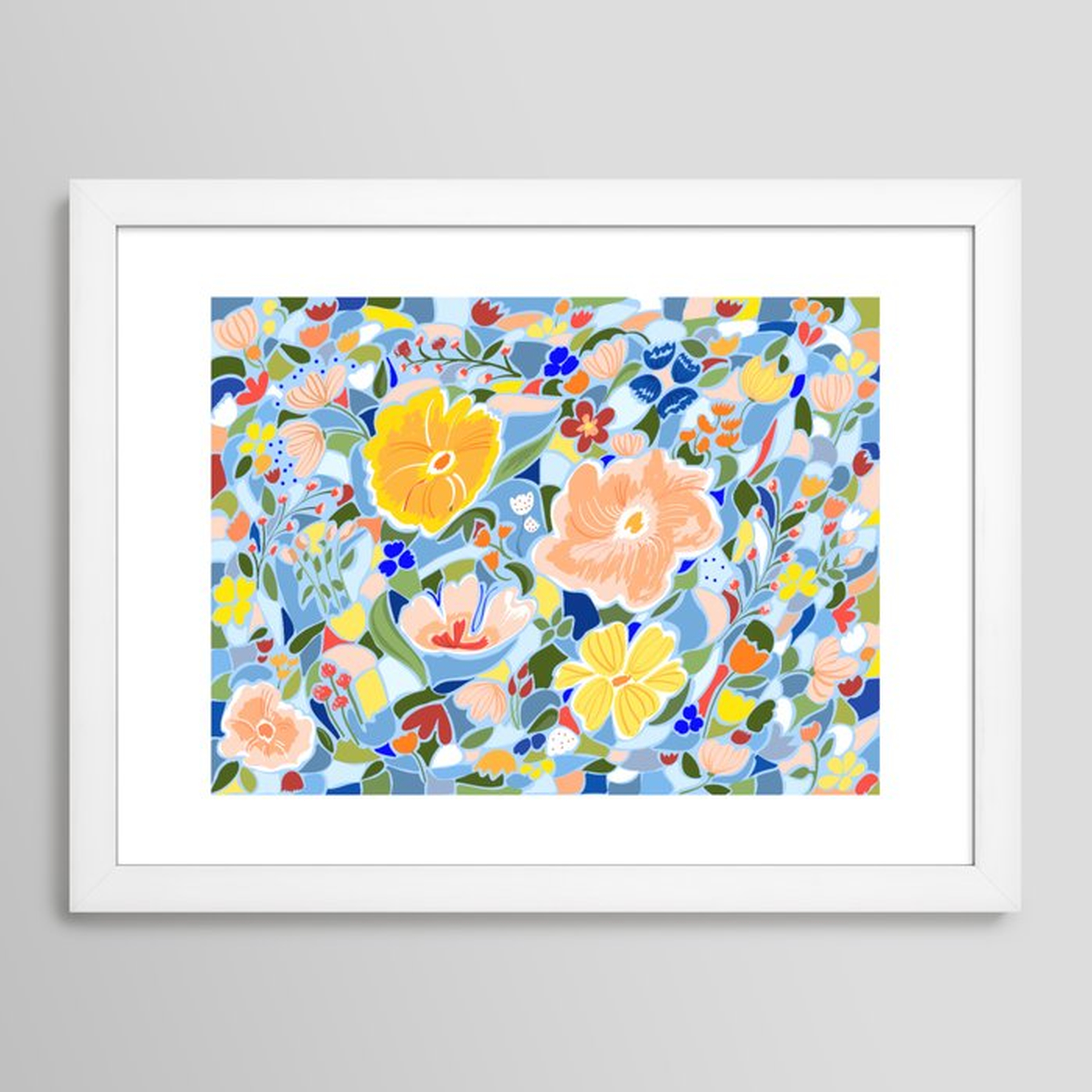 Summery Floral #illustration #pattern Framed Art Print by 83 Oranges - Classic White - Medium(Gallery) 18" x 24"-20x26 - Society6