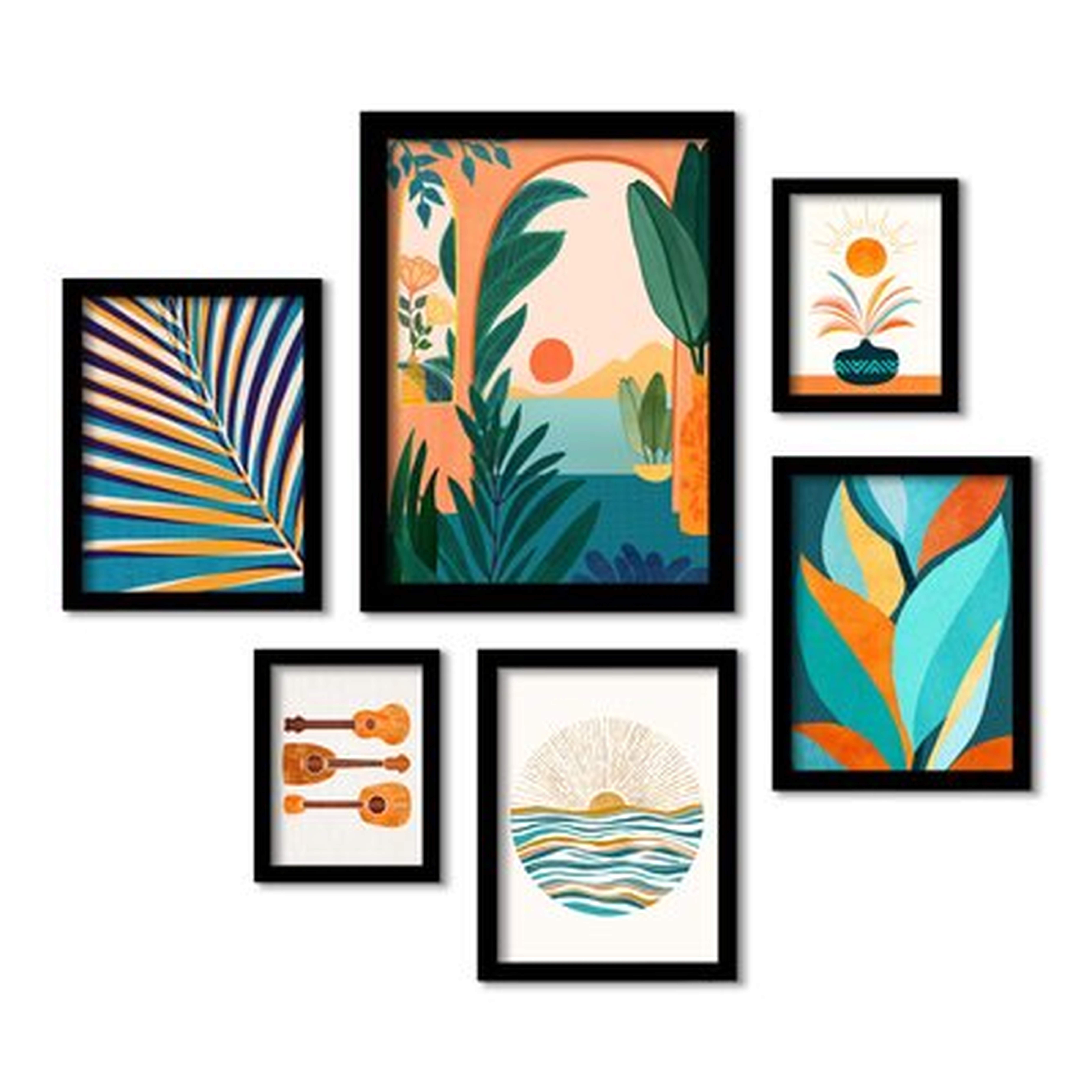Ocean View by Modern Tropical - 6 Piece Picture Frame Print Set on Paper - Wayfair